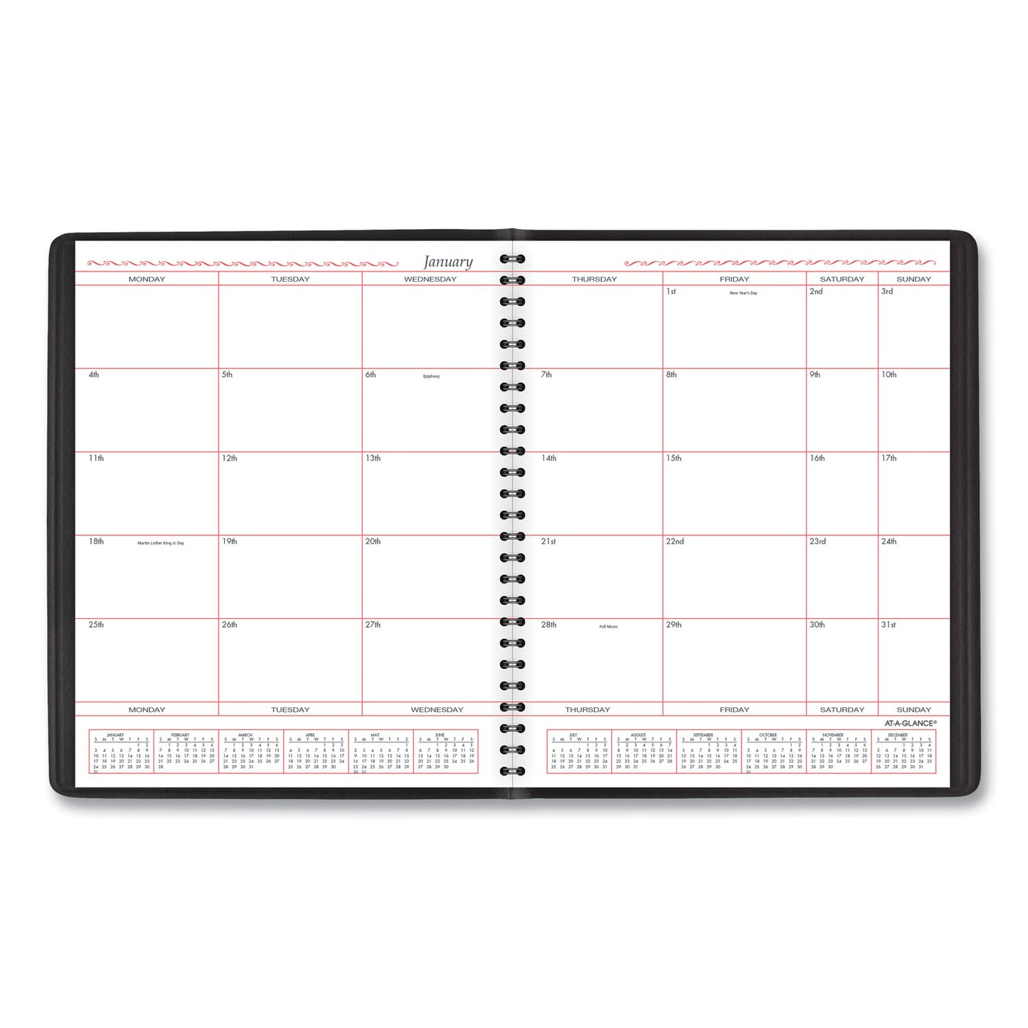 AT-A-GLANCE Monthly Planner in Business Week Format, 10 x 8, Black Cover, 12-Month (Jan to Dec): 2025 (7013005)