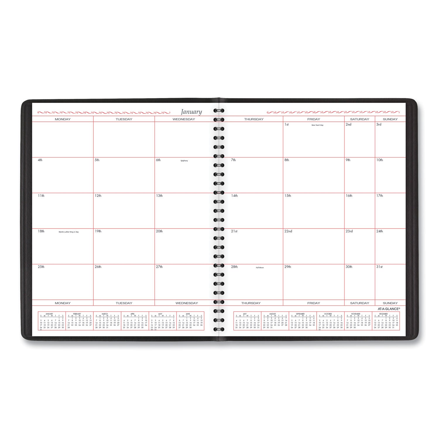 AT-A-GLANCE Monthly Planner in Business Week Format, 10 x 8, Black Cover, 12-Month (Jan to Dec): 2025 (7013005)