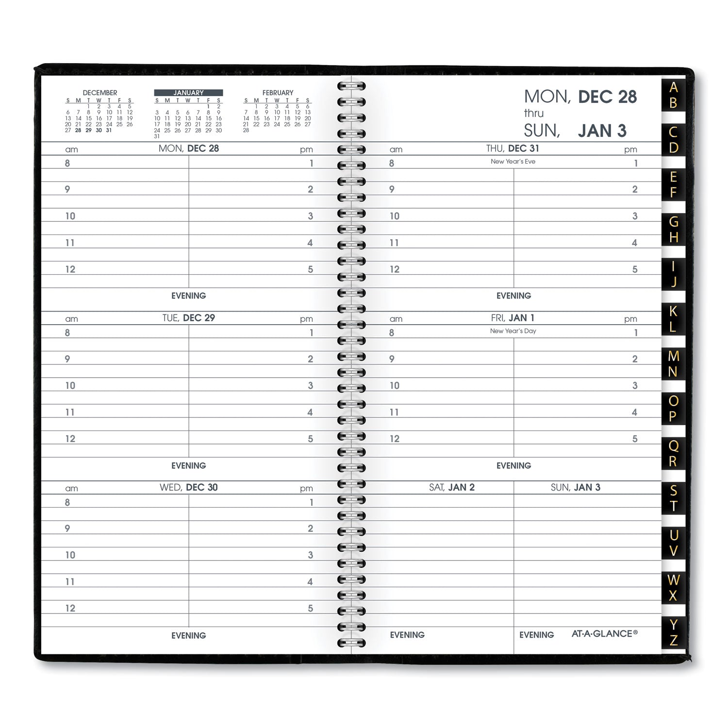 AT-A-GLANCE Compact Weekly Appointment Book, 6.25 x 3.25, Black Cover, 12-Month (Jan to Dec): 2025 (7000805)
