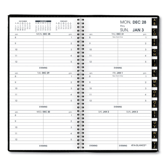 AT-A-GLANCE Compact Weekly Appointment Book, 6.25 x 3.25, Black Cover, 12-Month (Jan to Dec): 2025 (7000805)