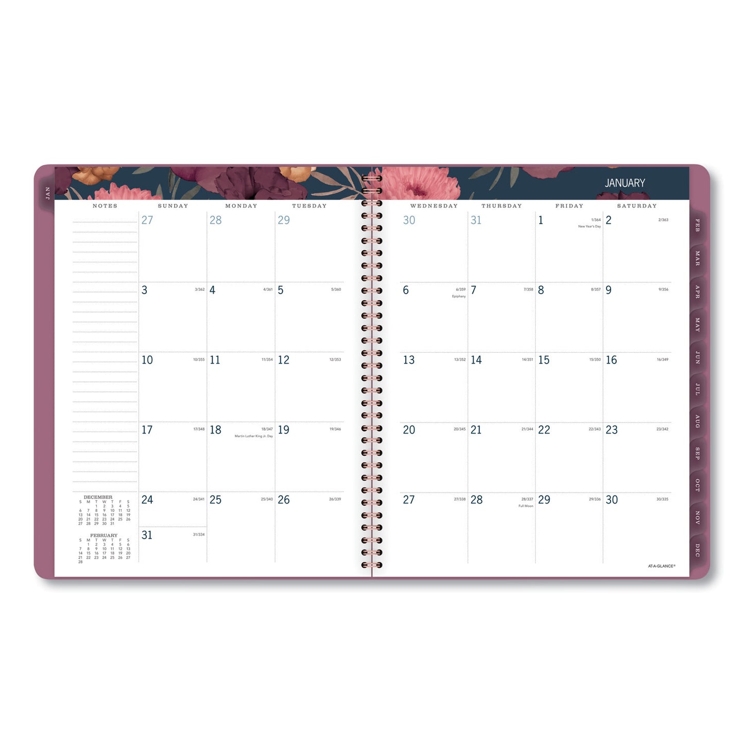 AT-A-GLANCE Dark Romance Weekly/Monthly Planner, Floral Artwork, 11 x 8.5, Multicolor Cover, 13-Month: Jan 2025 to Jan 2026 (5254905)