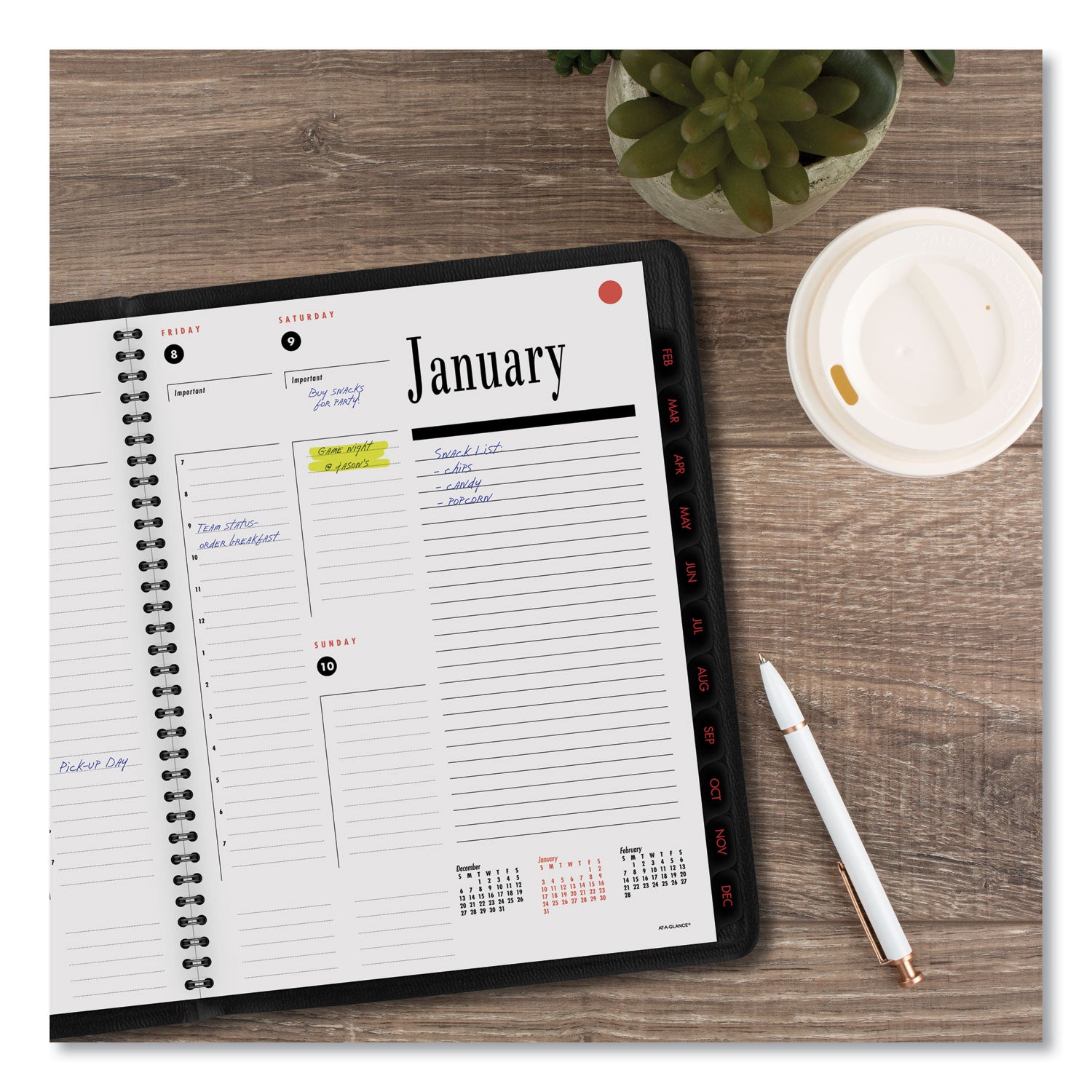 AT-A-GLANCE 800 Range Weekly/Monthly Appointment Book, 11 x 8.25, Black Cover, 12-Month (Jan to Dec): 2025 (7086405)