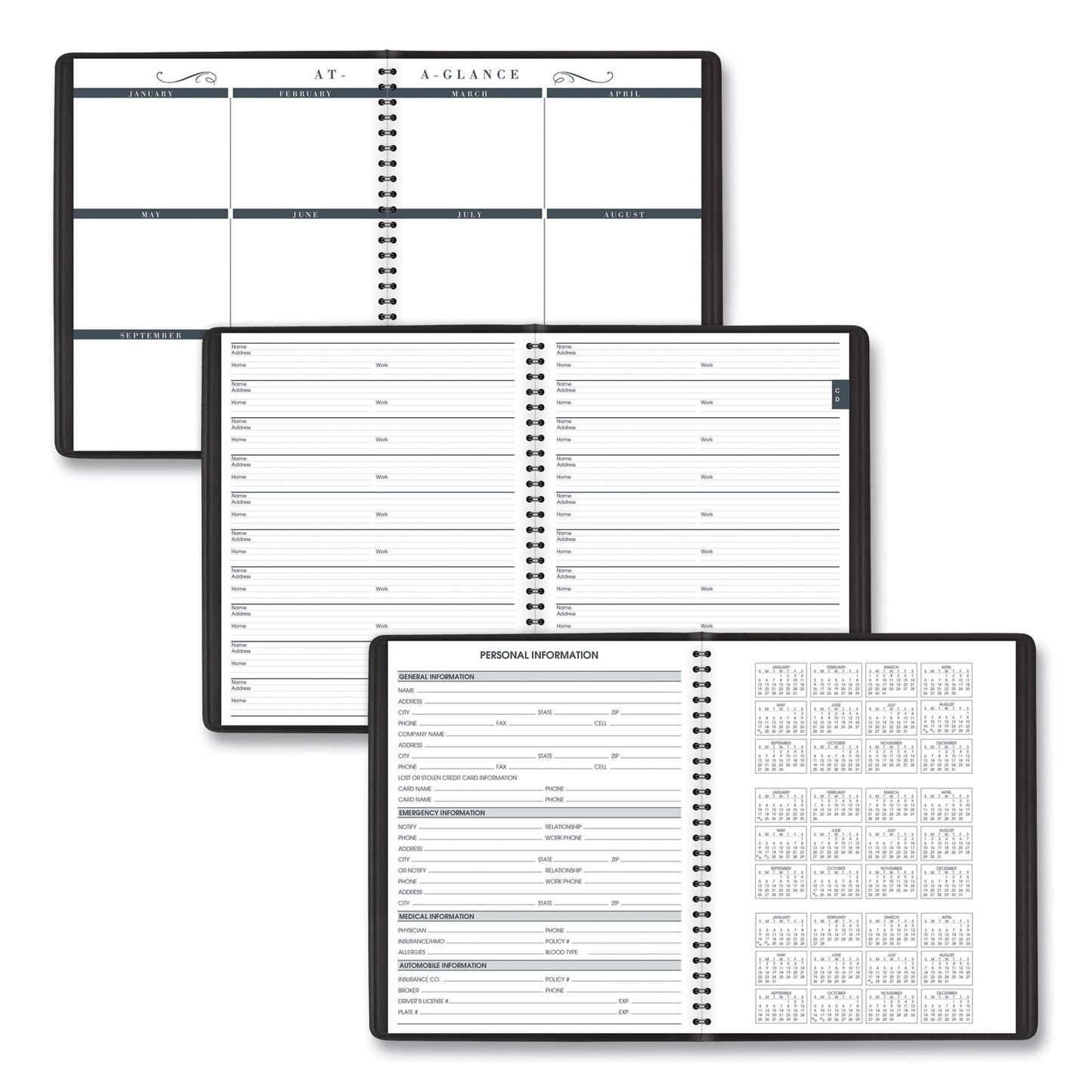 AT-A-GLANCE Monthly Planner in Business Week Format, 10 x 8, Black Cover, 12-Month (Jan to Dec): 2025 (7013005)