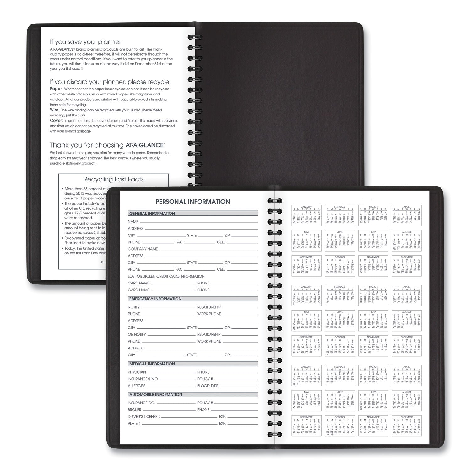 AT-A-GLANCE Weekly Block Format Appointment Book Ruled for Hourly Appointments, 8 x 5, Black Cover, 12-Month (Jan to Dec): 2025 (7007505)