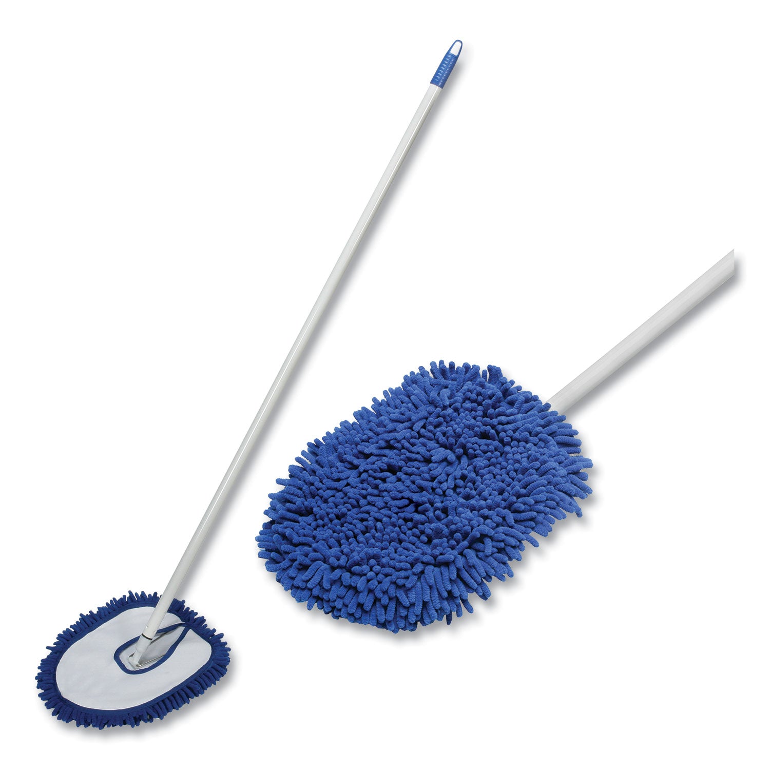 AbilityOne 7920016828879, SKILCRAFT Microfiber Dust Mop with Handle, 13 x 10 White Microfiber Head, 48" Blue Painted Steel Handle, 6/Box