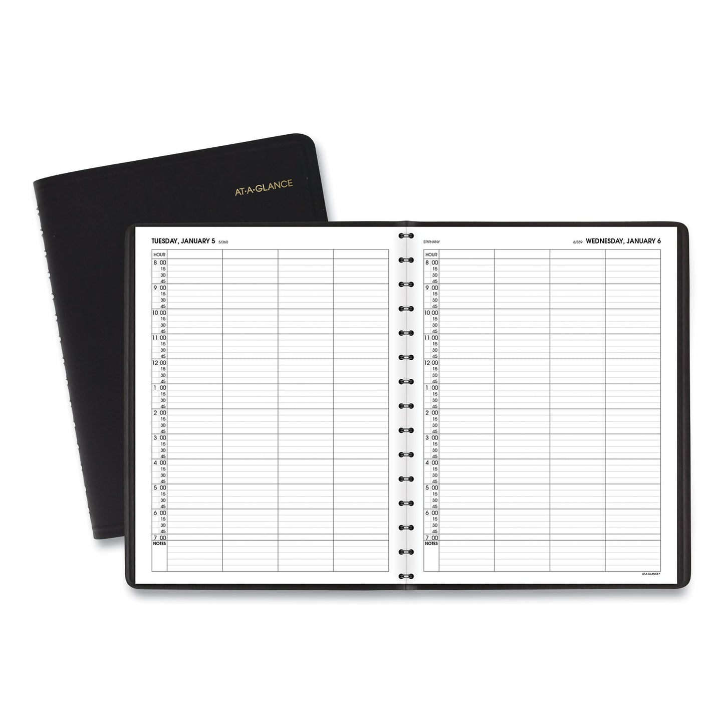 AT-A-GLANCE Four-Person Group Daily Appointment Book, 11 x 8, Black Cover, 12-Month (Jan to Dec): 2025 (7082205)