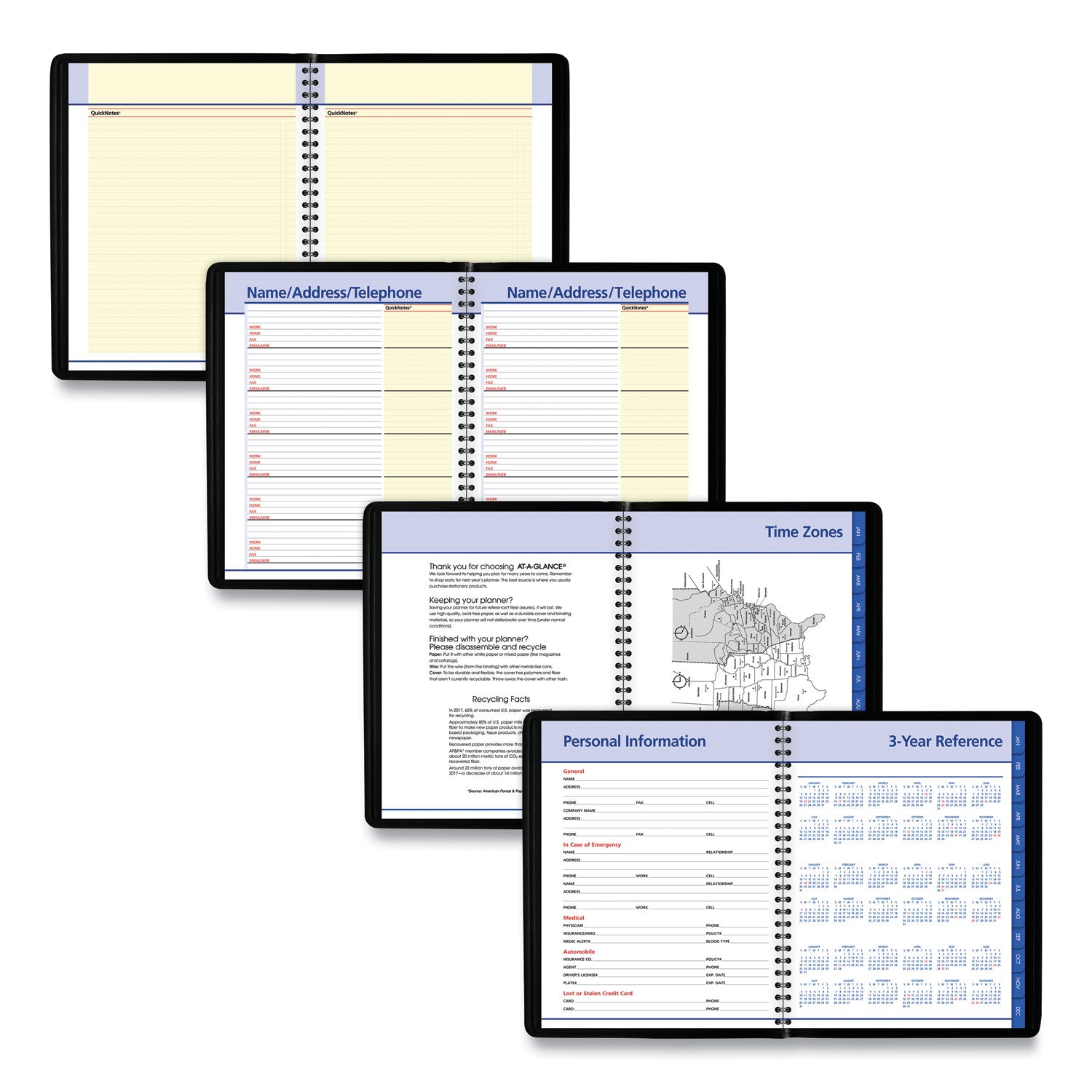 AT-A-GLANCE QuickNotes Monthly Planner, 8.75 x 7, Black Cover, 12-Month (Jan to Dec): 2025 (760805)