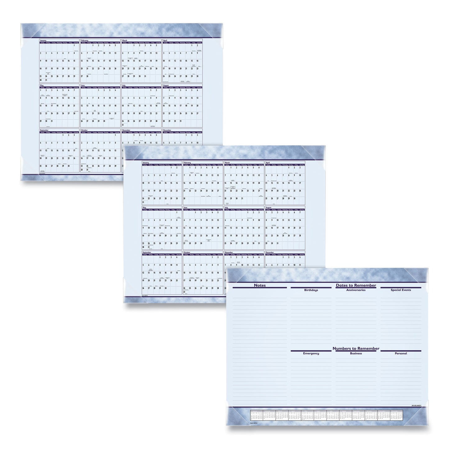 AT-A-GLANCE Slate Blue Desk Pad, 22 x 17, Blue Sheets, Clear Corners, 12-Month (Jan to Dec): 2025 (89701)