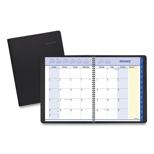 AT-A-GLANCE QuickNotes Monthly Planner, 11 x 8.25, Black Cover, 12-Month (Jan to Dec): 2025 (760605)