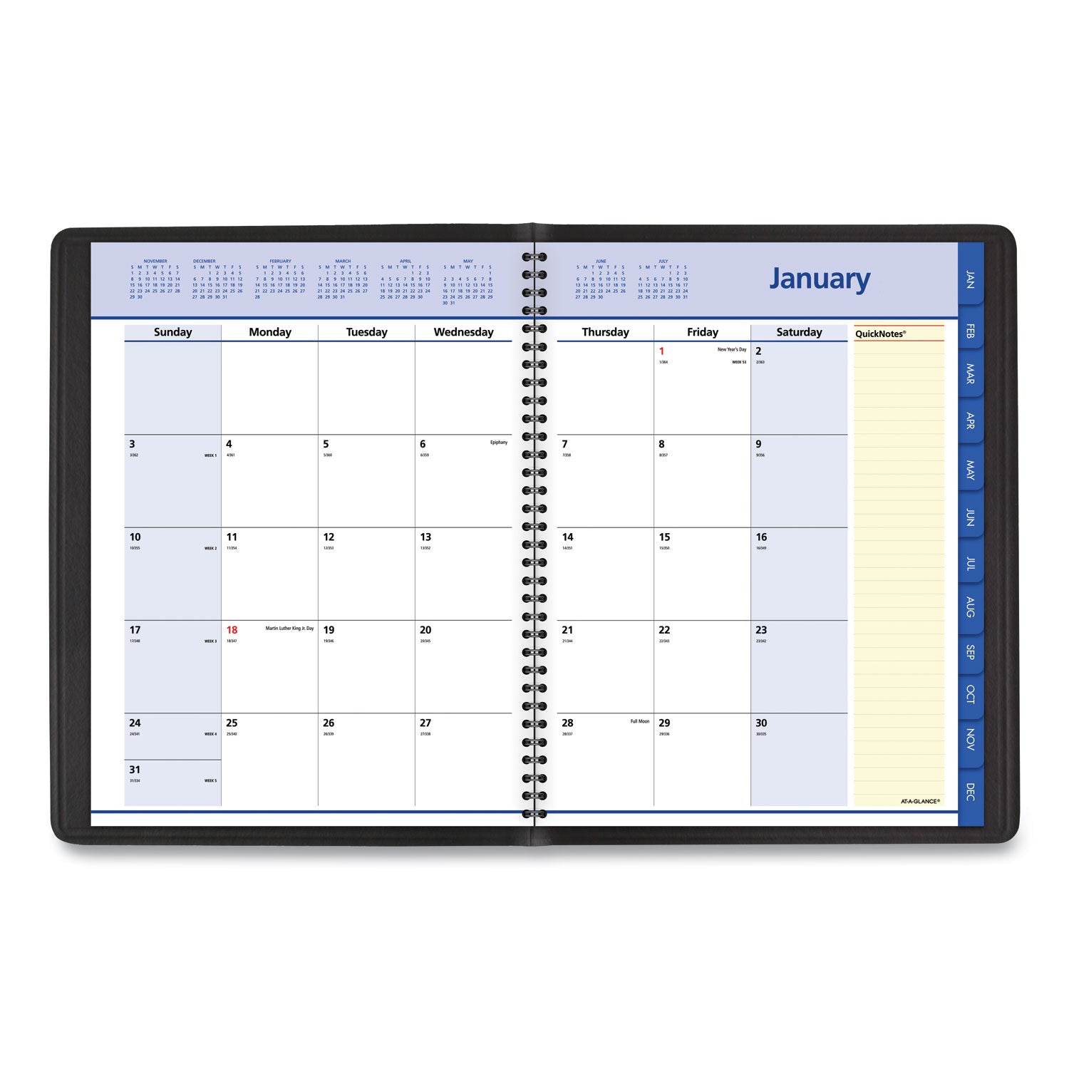 AT-A-GLANCE QuickNotes Monthly Planner, 11 x 8.25, Black Cover, 12-Month (Jan to Dec): 2025 (760605)