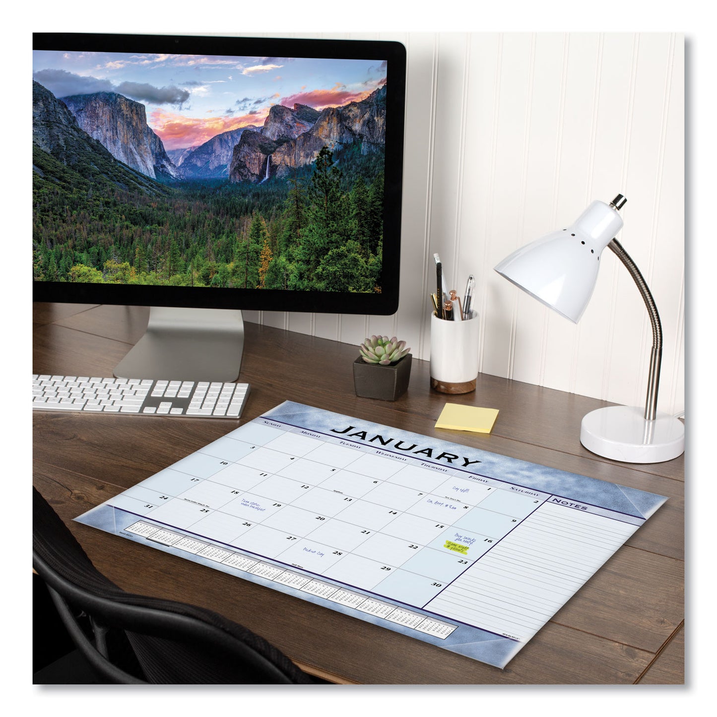 AT-A-GLANCE Slate Blue Desk Pad, 22 x 17, Blue Sheets, Clear Corners, 12-Month (Jan to Dec): 2025 (89701)