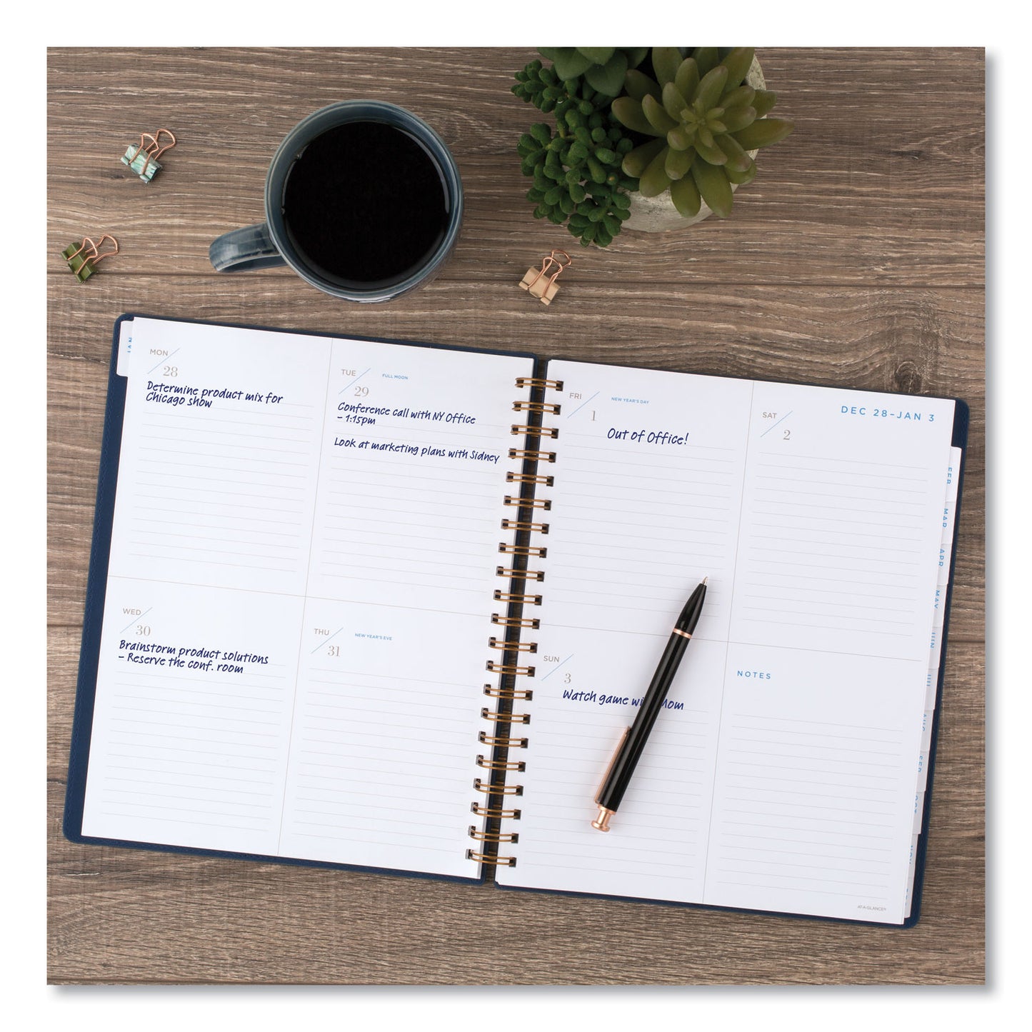 AT-A-GLANCE Signature Collection Firenze Navy Weekly/Monthly Planner, 11 x 8.5, Navy Cover, 13-Month: Jan 2025 to Jan 2026 (YP90520)