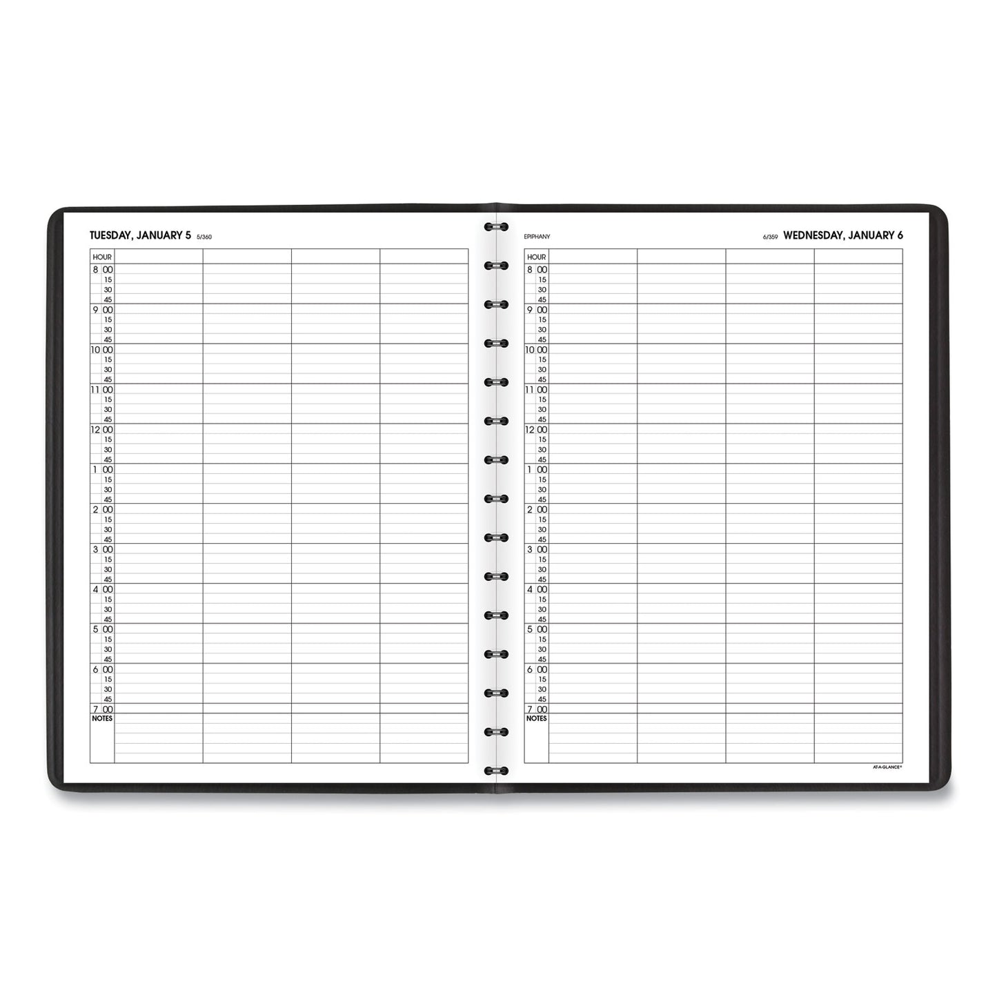 AT-A-GLANCE Four-Person Group Daily Appointment Book, 11 x 8, Black Cover, 12-Month (Jan to Dec): 2025 (7082205)