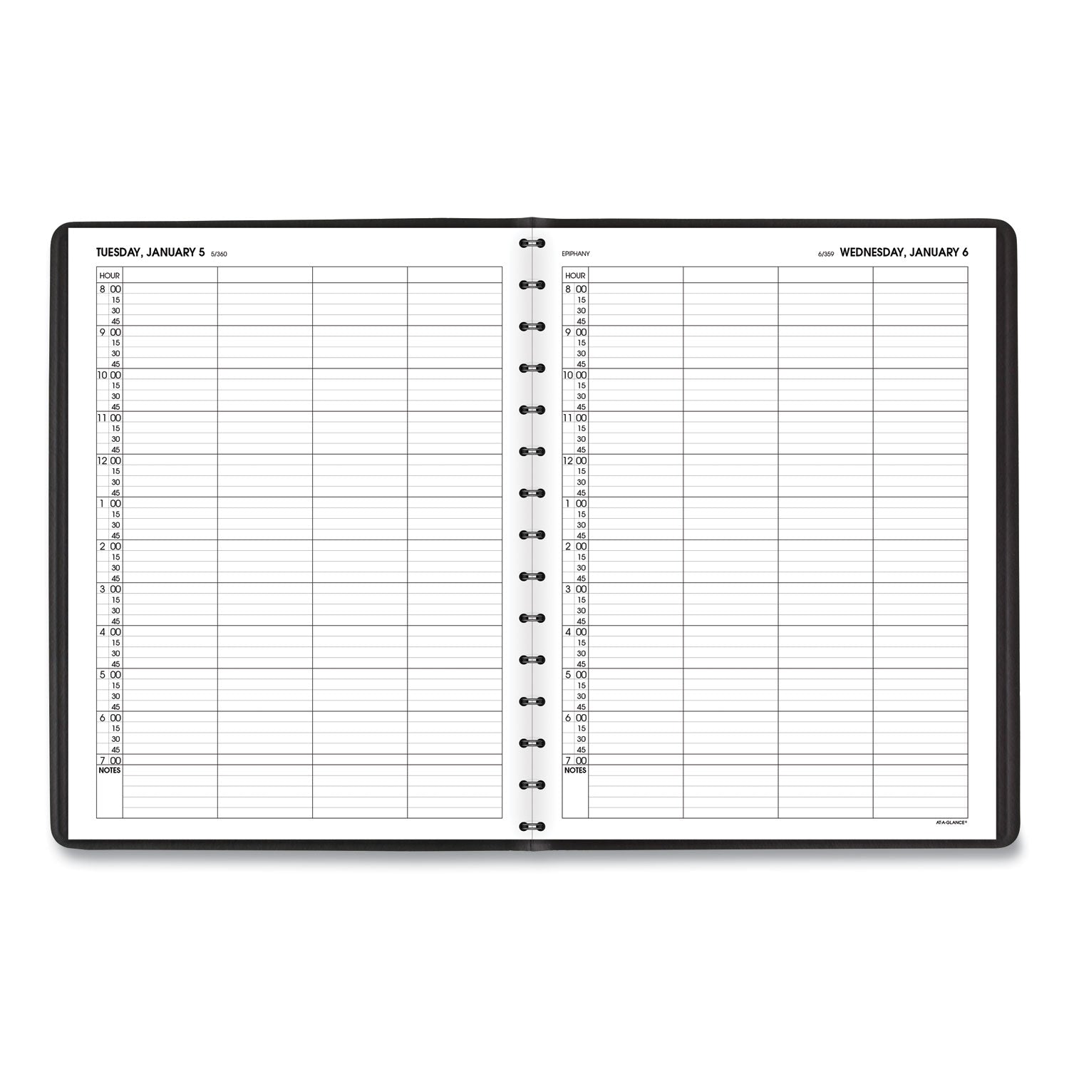 AT-A-GLANCE Four-Person Group Daily Appointment Book, 11 x 8, Black Cover, 12-Month (Jan to Dec): 2025 (7082205)