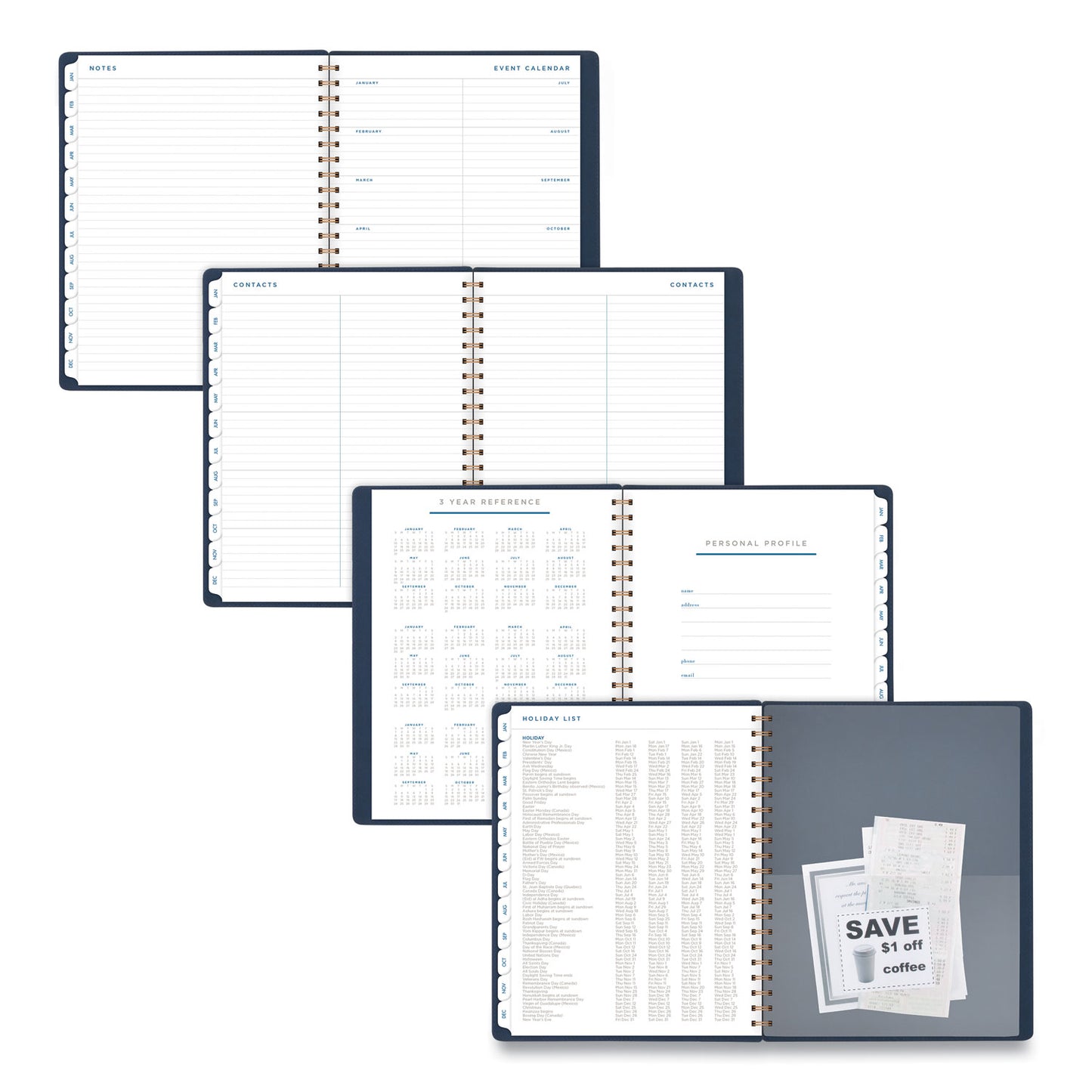 AT-A-GLANCE Signature Collection Firenze Navy Weekly/Monthly Planner, 11 x 8.5, Navy Cover, 13-Month: Jan 2025 to Jan 2026 (YP90520)