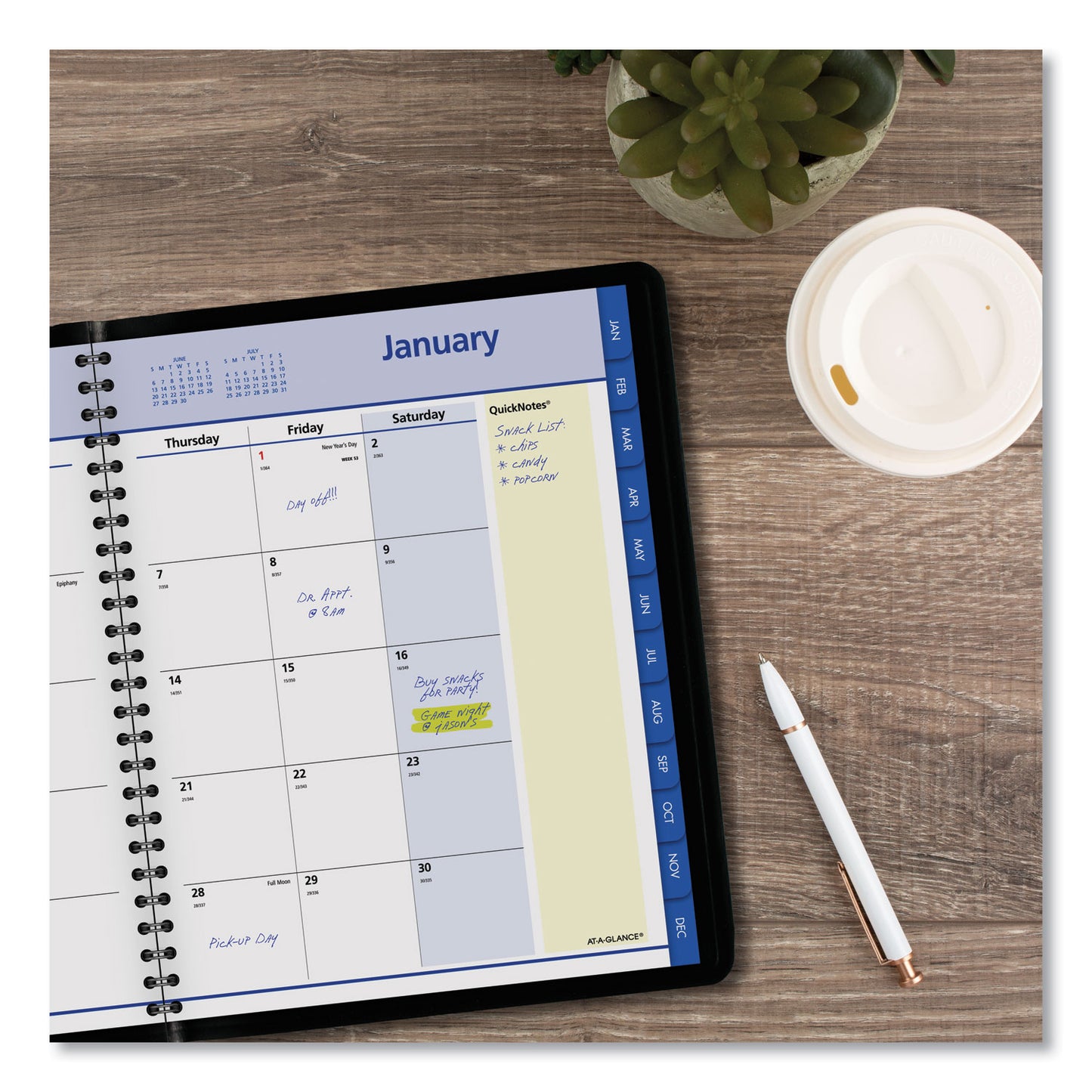 AT-A-GLANCE QuickNotes Monthly Planner, 8.75 x 7, Black Cover, 12-Month (Jan to Dec): 2025 (760805)