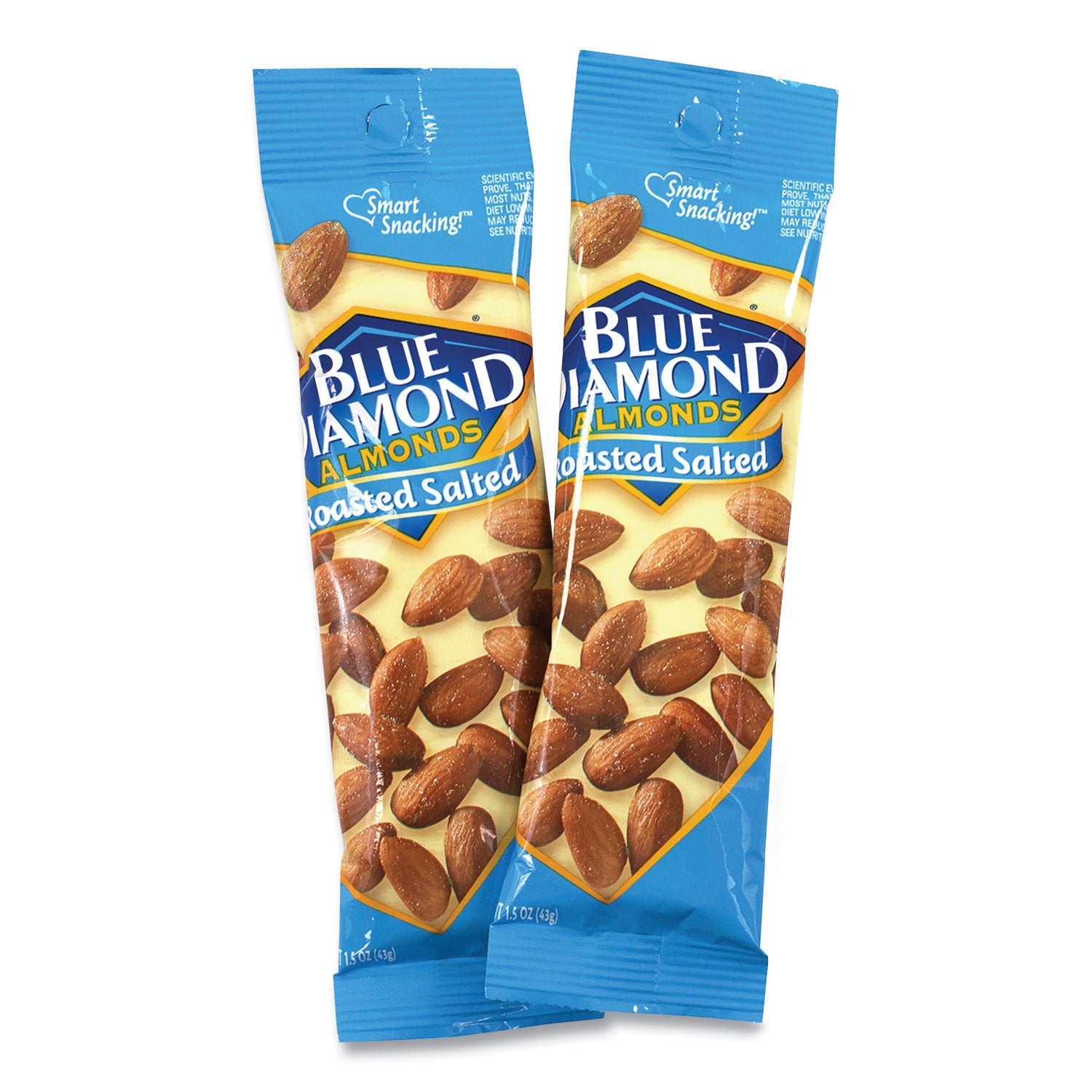 BlueDiamond Roasted Salted Almonds, 1.5 oz Tube, 12 Tubes/Carton (22000735)