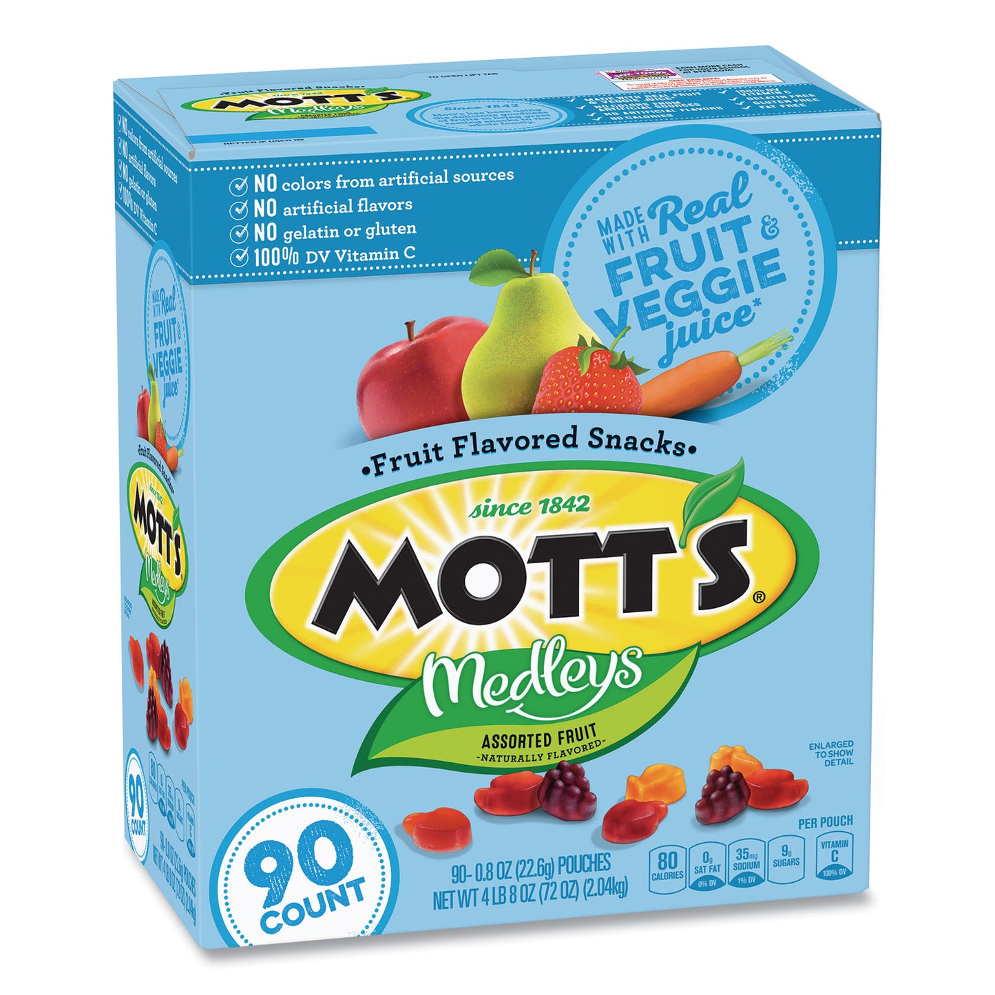 Mott's Medleys Fruit Snacks, 0.8 oz Pouch, 90 Pouches/Box (20900325)