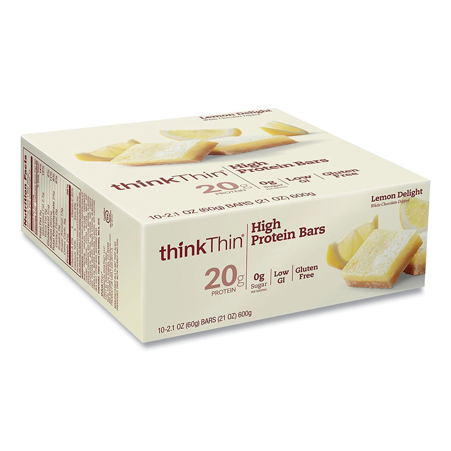 thinkThin High Protein Bars, Lemon Delight, 2.1 oz Bar, 10 Bars/Carton (20902479)