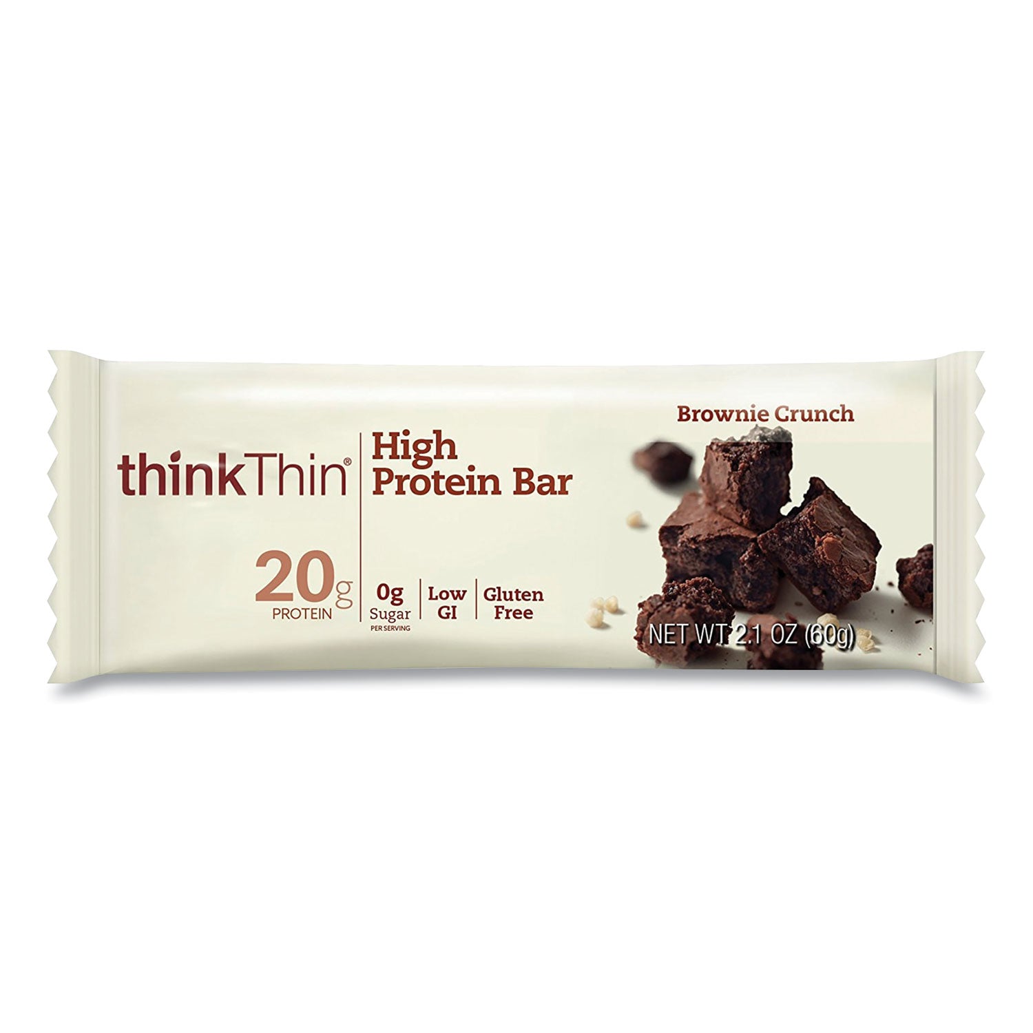 thinkThin High Protein Bars, Brownie Crunch, 2.1 oz Bar, 10 Bars/Carton (20902478)