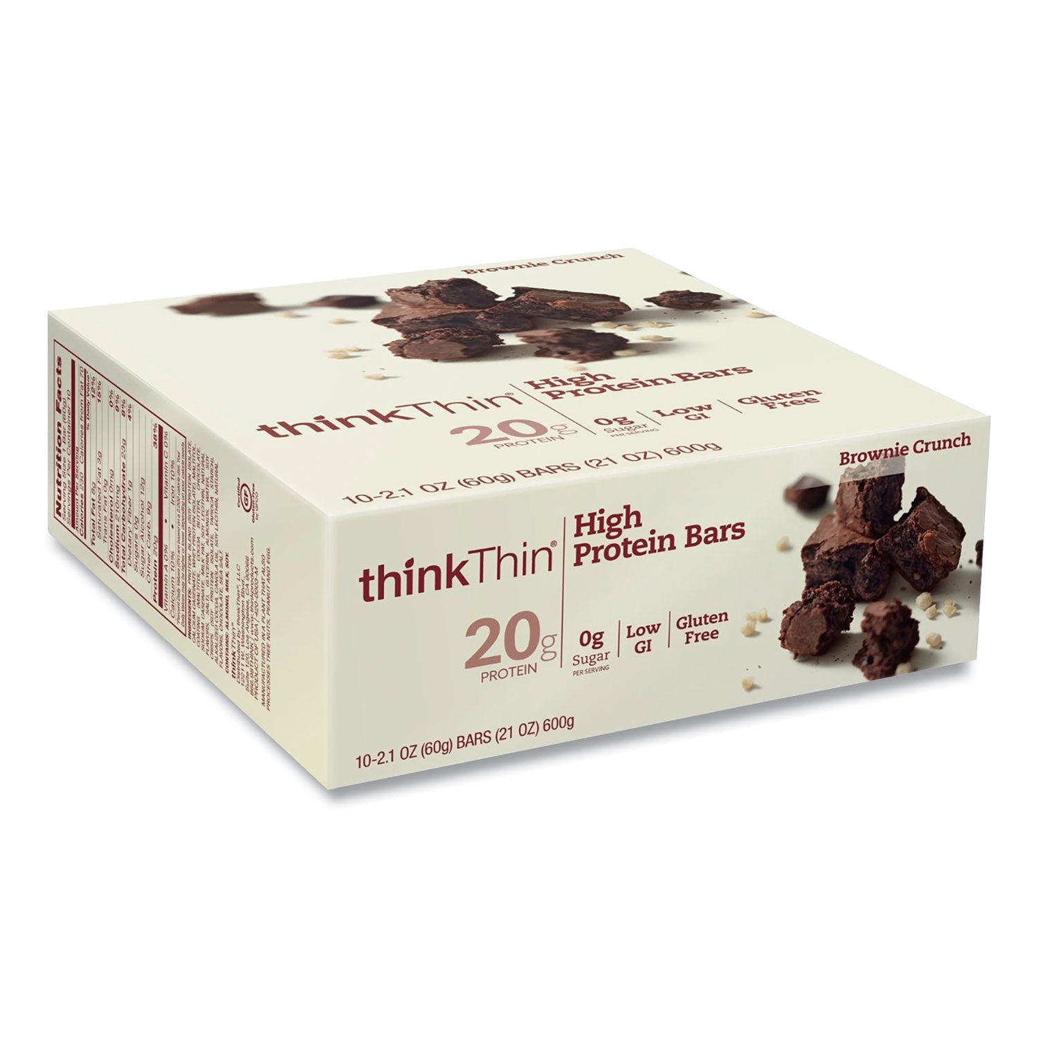 thinkThin High Protein Bars, Brownie Crunch, 2.1 oz Bar, 10 Bars/Carton (20902478)