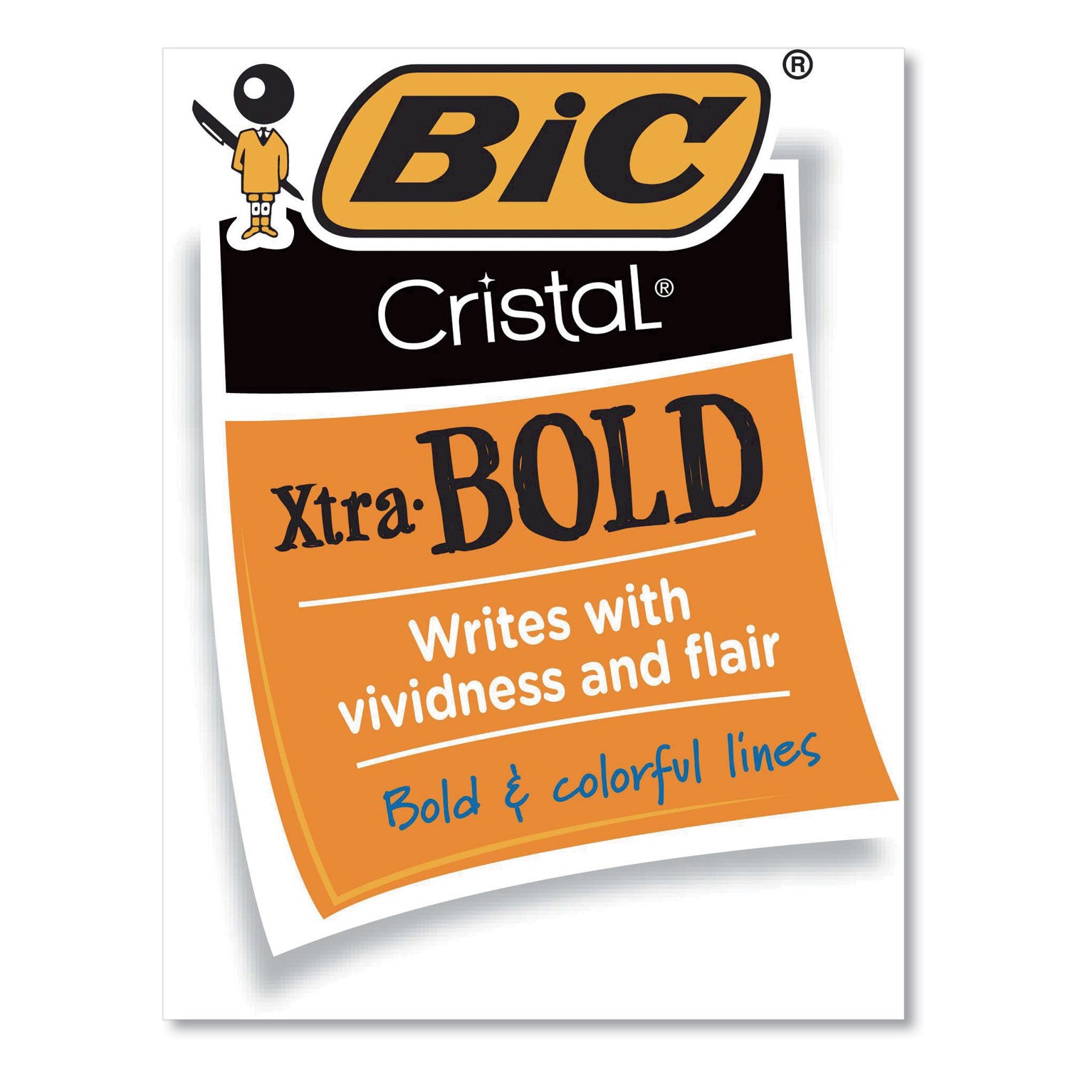 BIC Cristal Xtra Bold Ballpoint Pen, Stick, Bold 1.6 mm, Blue Ink, Clear Barrel, 24/Pack (MSBP241BLU)