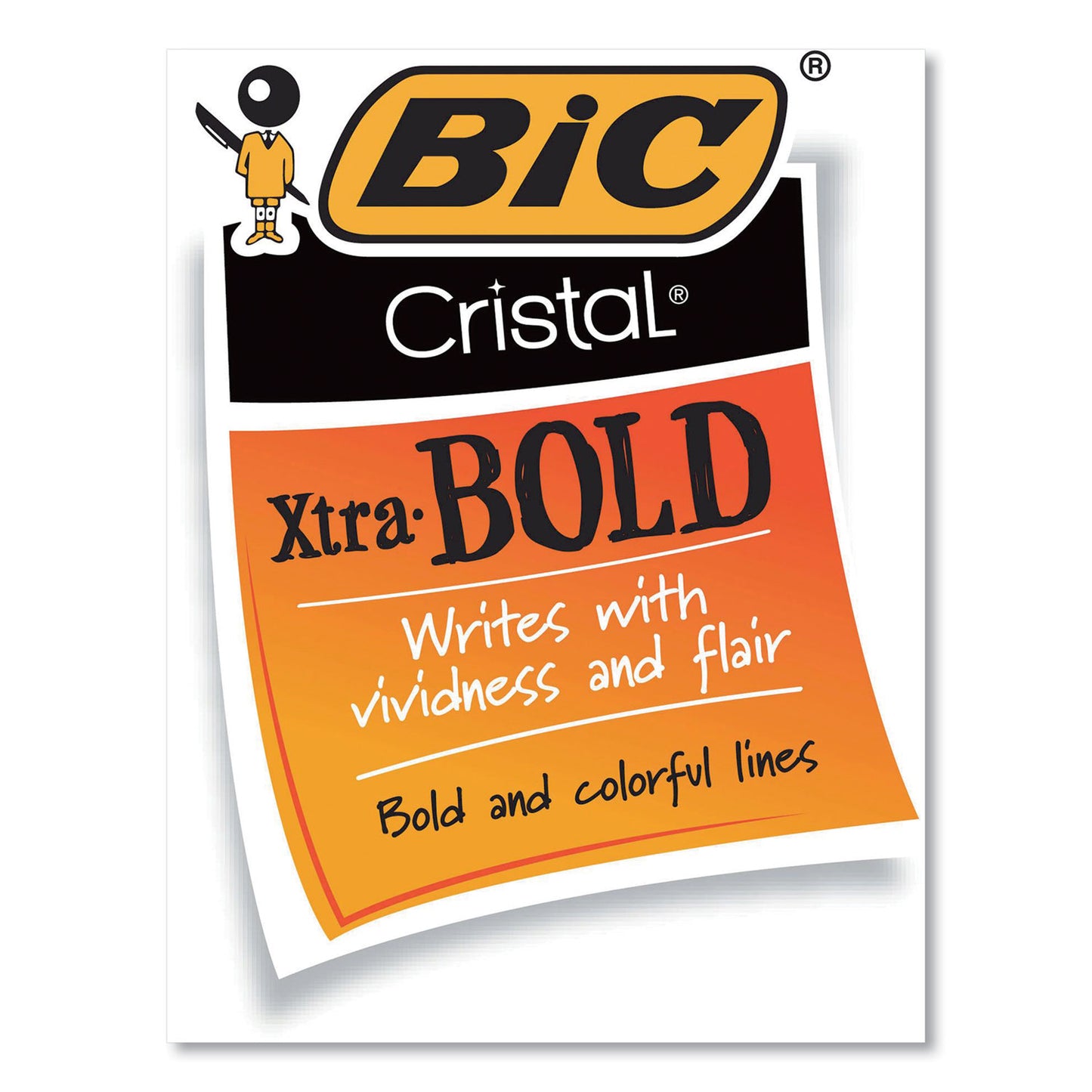 BIC Cristal Xtra Bold Ballpoint Pen, Stick, Bold 1.6 mm, Black Ink, Clear Barrel, 24/Pack (MSBP241BLK)