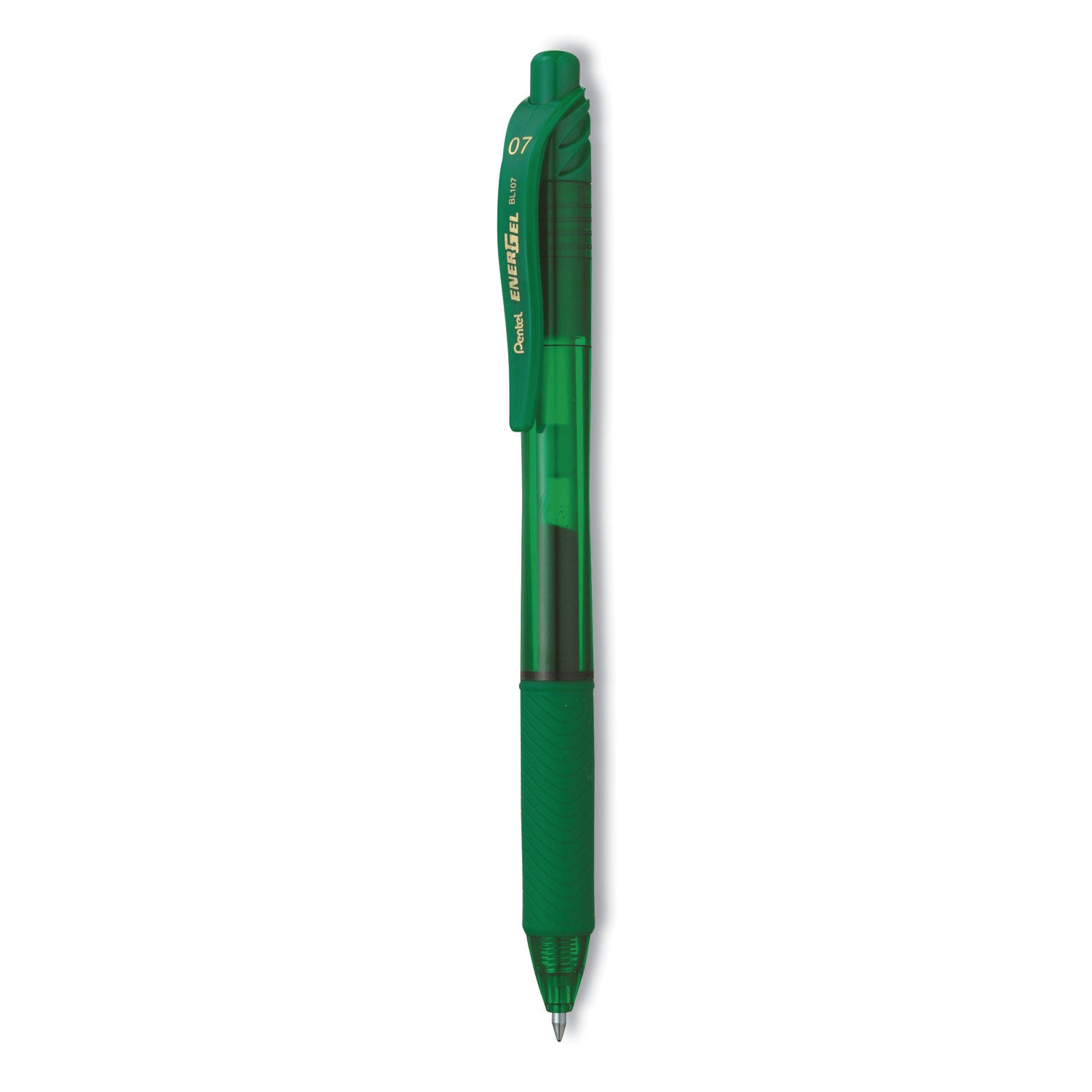 Pentel EnerGel-X Gel Pen, Retractable, Medium 0.7 mm, Green Ink, Translucent Green/Green Barrel, Dozen (BL107DDZ)