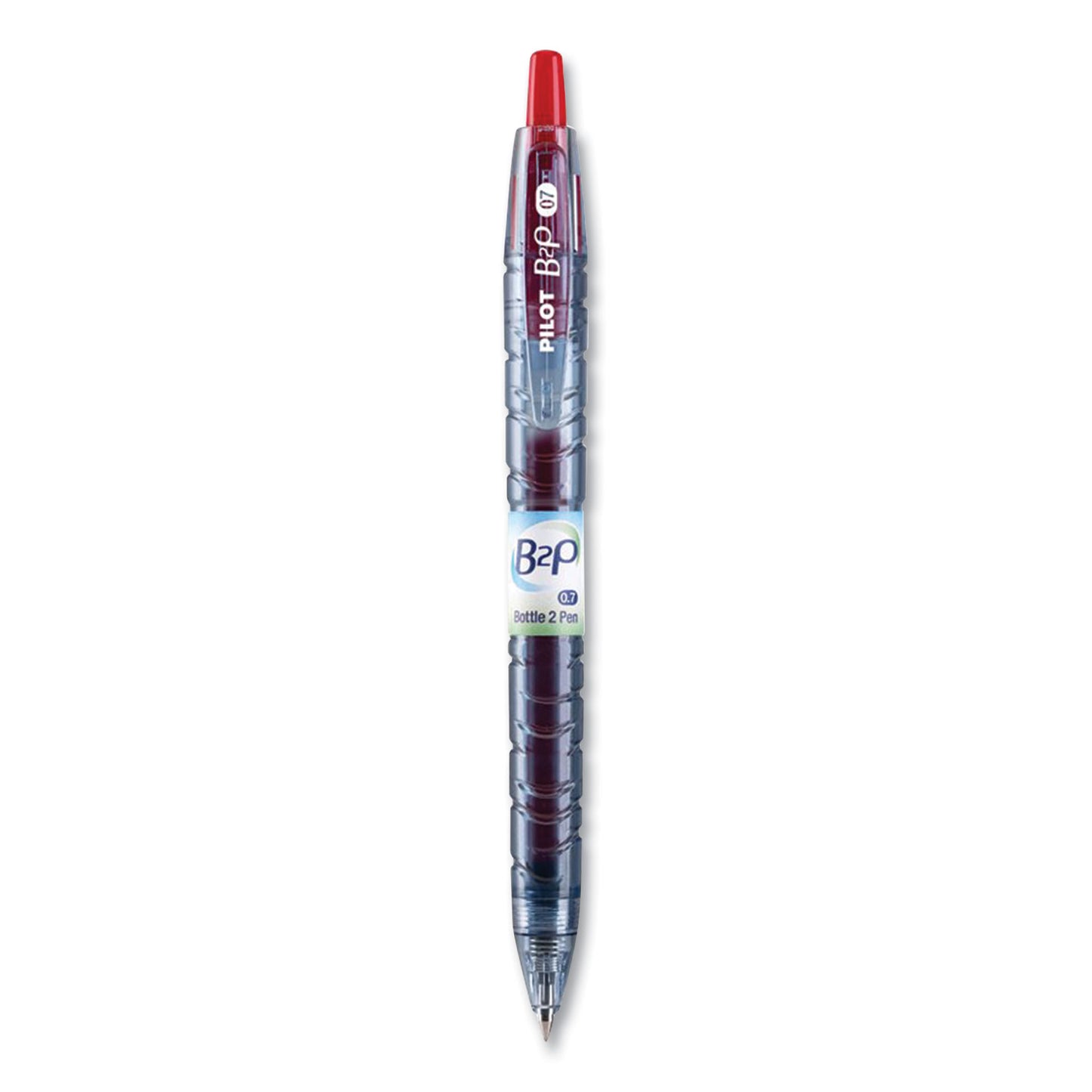 Pilot B2P Bottle-2-Pen Recycled Ballpoint Pen, Retractable, Fine 0.7 mm, Red Ink, Translucent Blue Barrel, Dozen (34602)