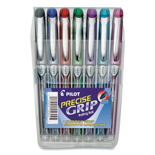 Pilot Precise Grip Roller Ball Pen, Stick, Extra-Fine 0.5 mm, Assorted Ink and Barrel Colors, 7/Pack (28864)