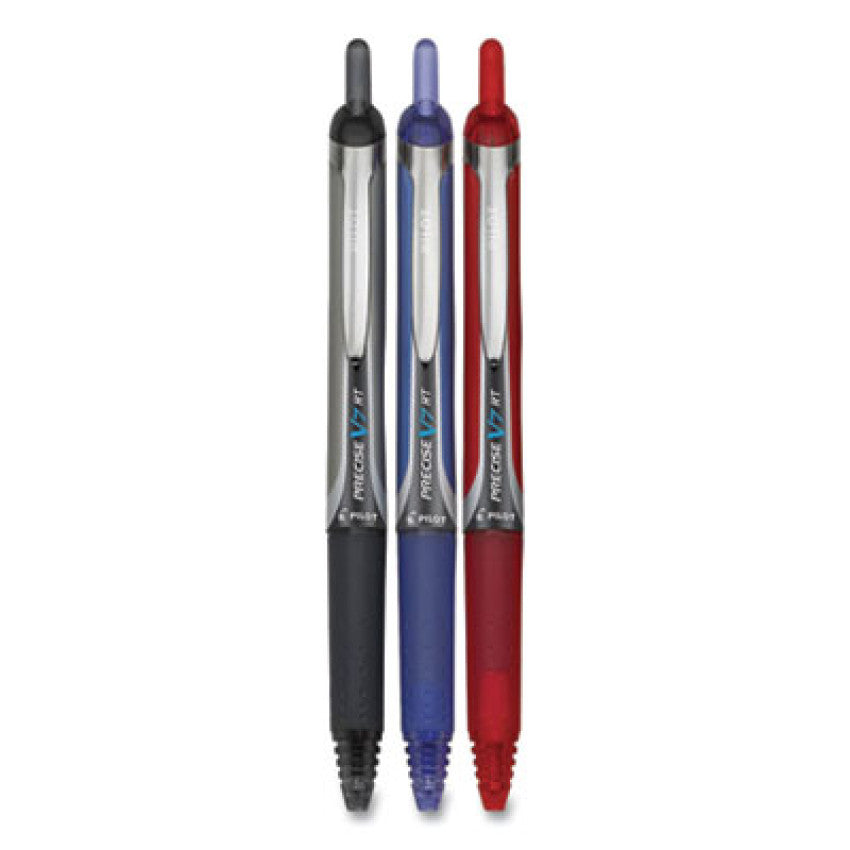 Pilot Precise V5RT Roller Ball Pen, Retractable, Extra-Fine 0.5 mm, Assorted Ink and Barrel Colors, 3/Pack (26053)