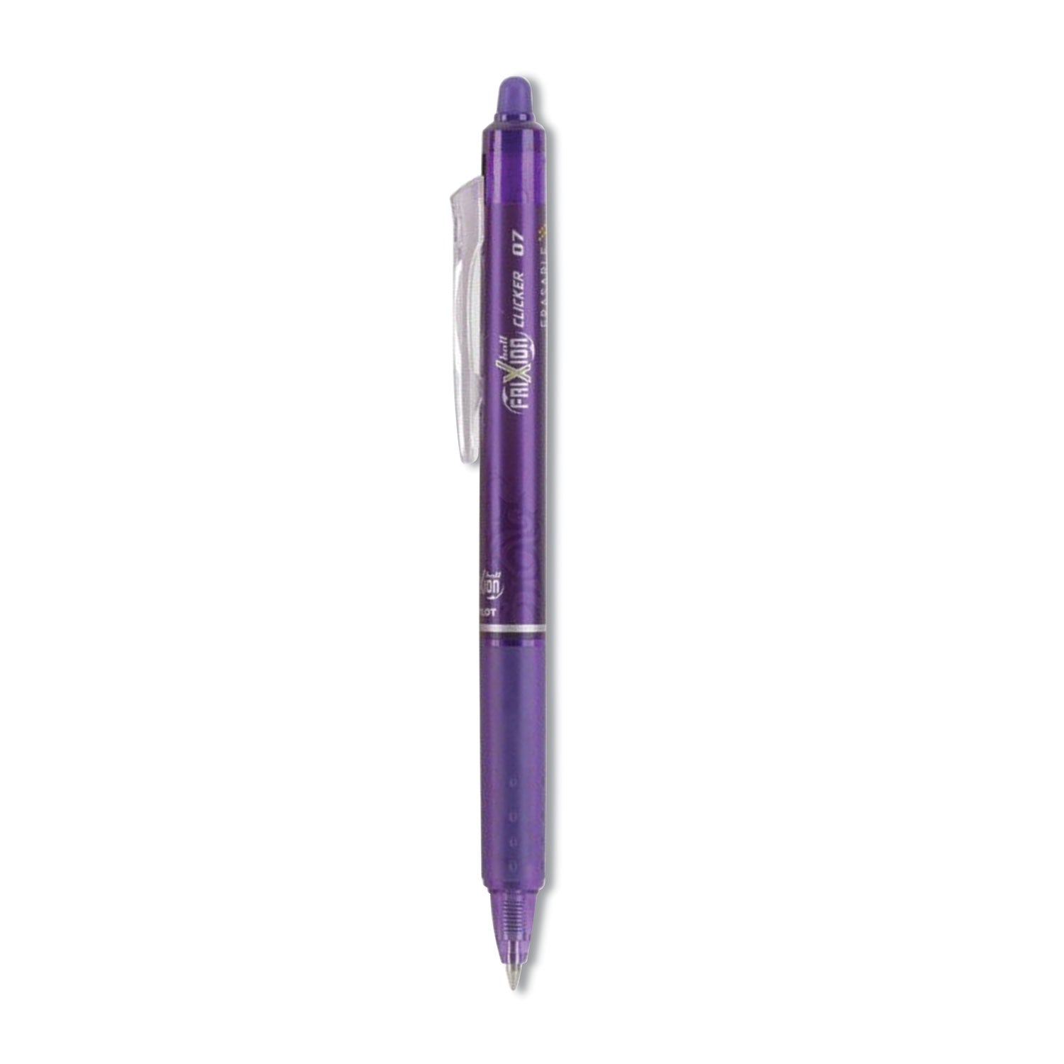 Pilot FriXion Clicker Erasable Gel Pen, Retractable, Fine 0.7 mm, Purple Ink, Purple Barrel, Dozen (31455)