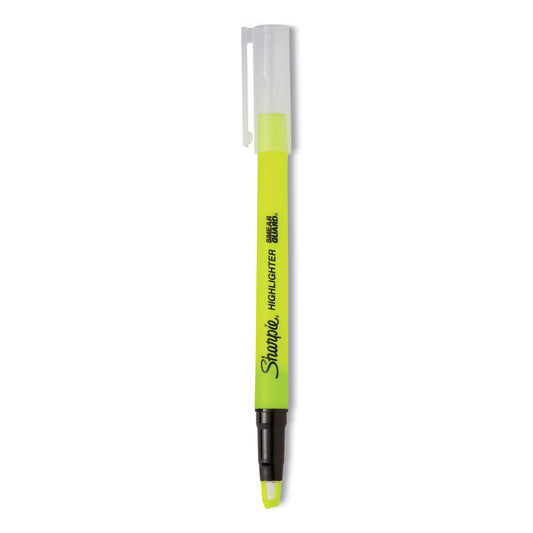 Sharpie Clearview Pen-Style Highlighter, Fluorescent Yellow Ink, Chisel Tip, Yellow/Black/Clear Barrel, 3/Pack (1950745)