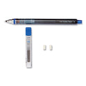 uni-ball KuruToga Mechanical Pencil with Tube of Lead/Erasers, 0.5 mm, HB (#2), Black Lead, Black Barrel (1751934)