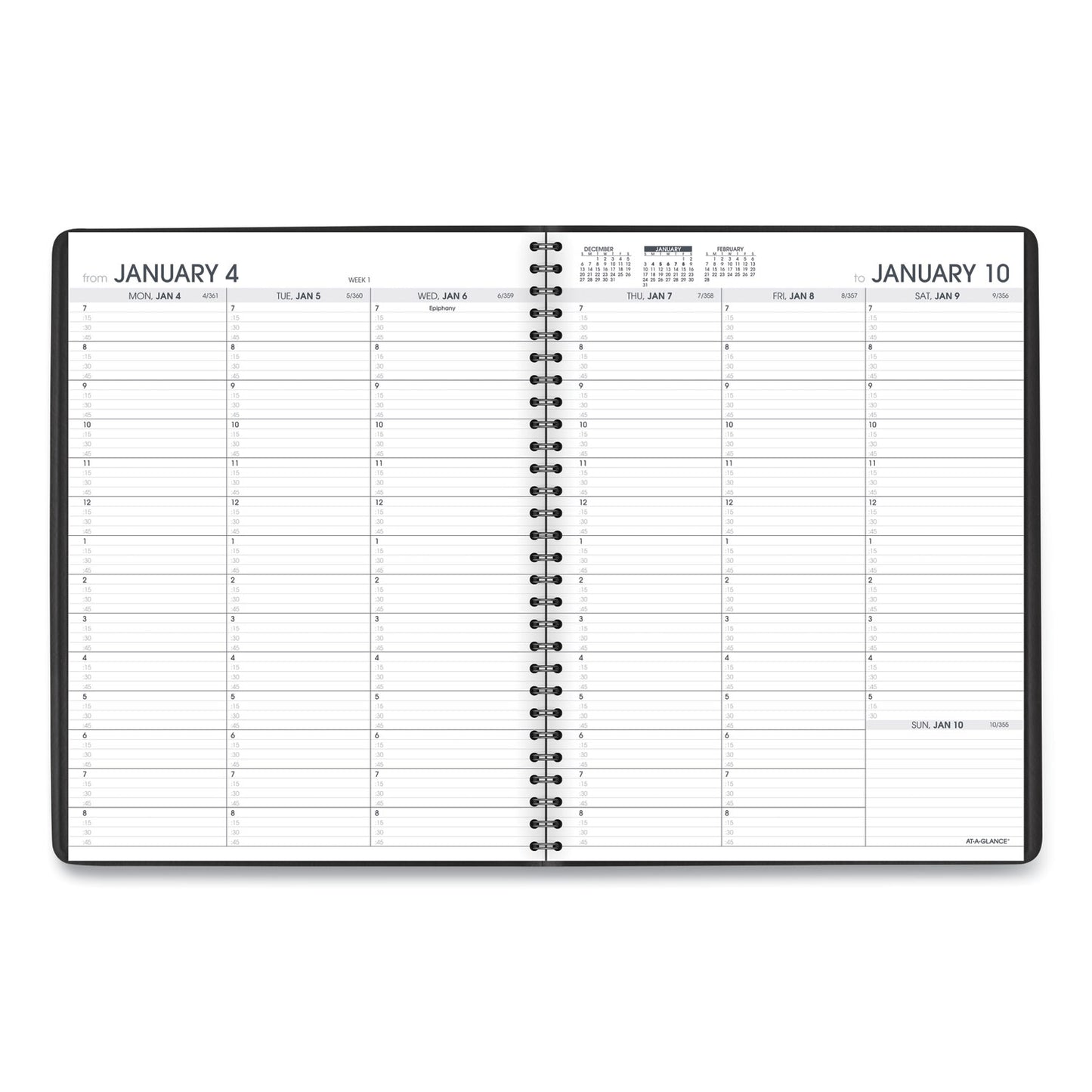 AT-A-GLANCE Weekly Appointment Book, 11 x 8.25, Black Cover, 13-Month: Jan 2025 to Jan 2026 (7095005)