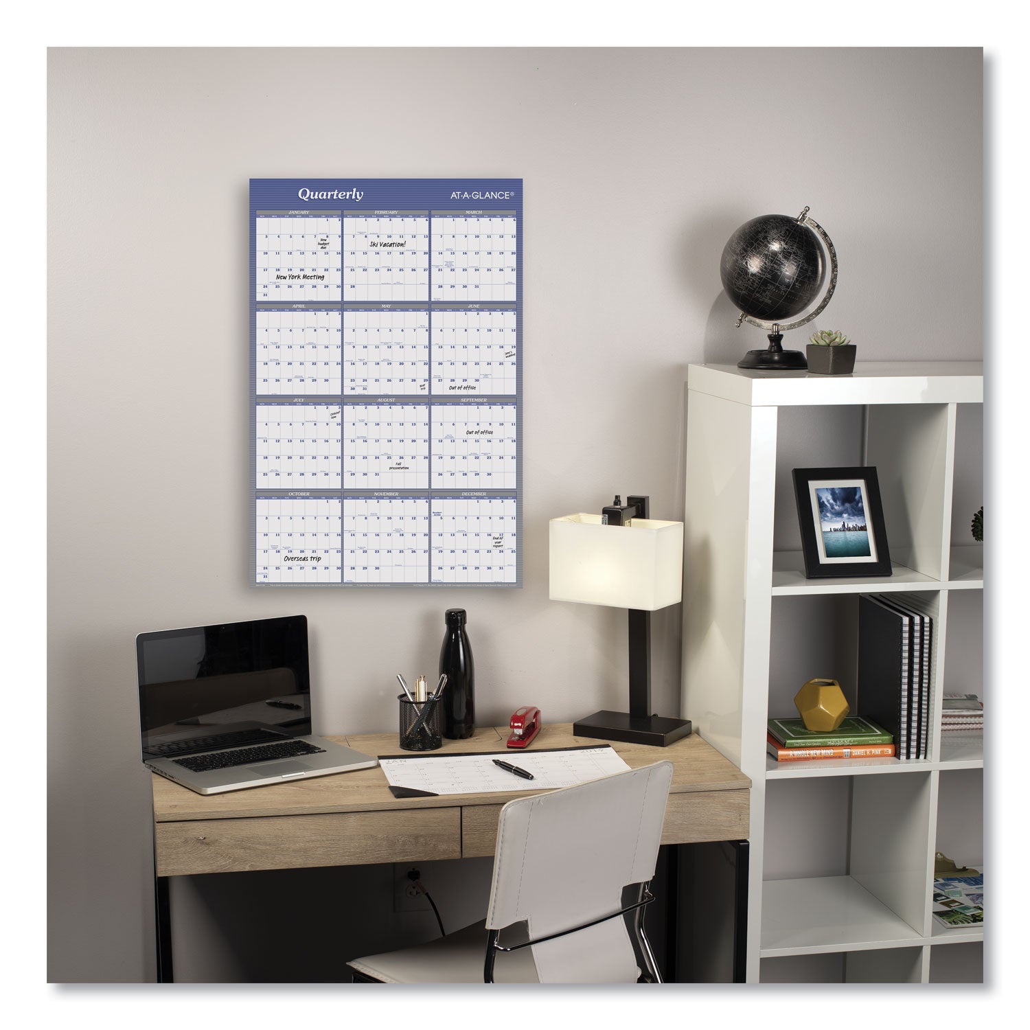 AT-A-GLANCE Vertical/Horizontal Erasable Quarterly/Monthly Wall Planner, 24 x 36, White/Blue Sheets, 12-Month (Jan to Dec): 2025 (A1102)