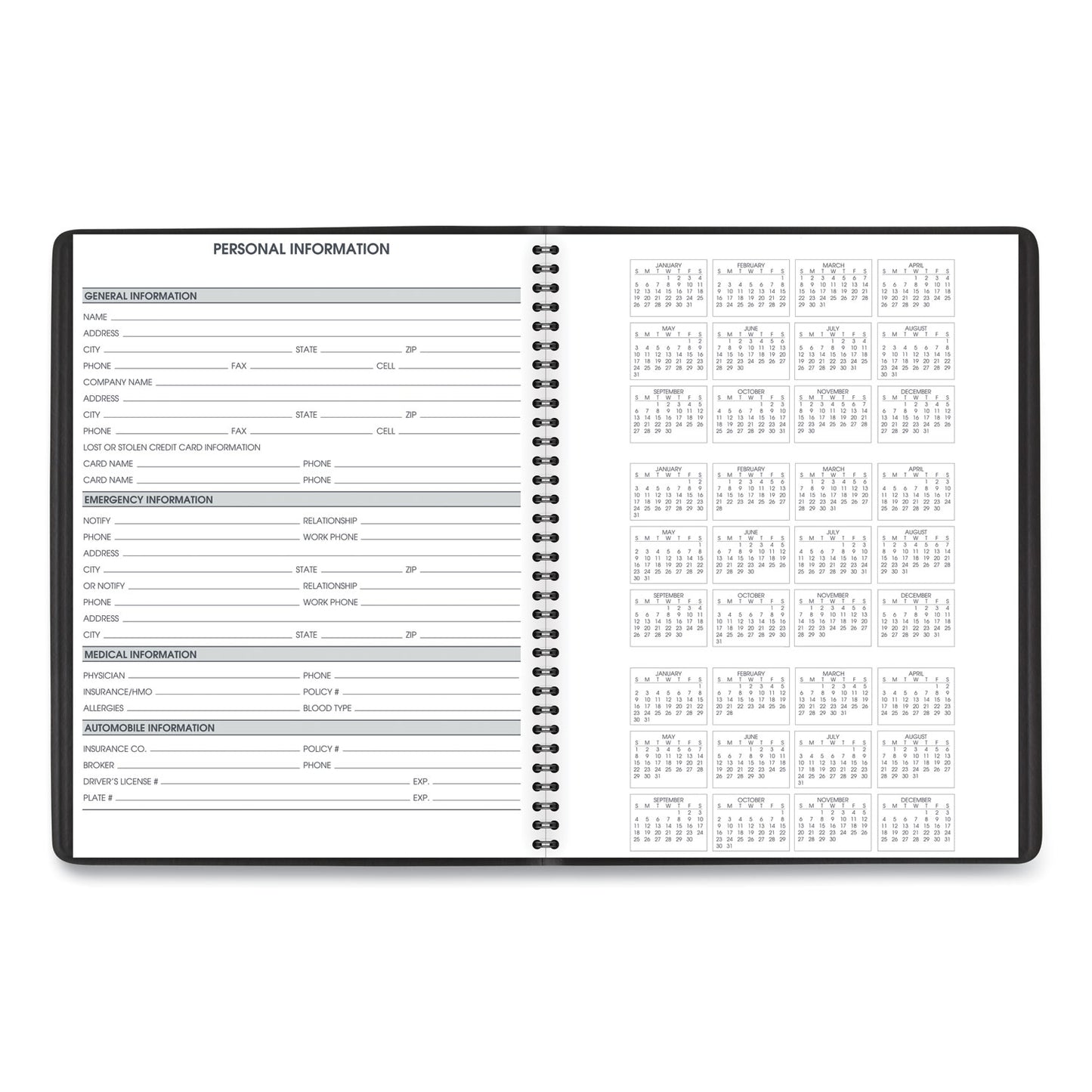 AT-A-GLANCE Weekly Appointment Book, 11 x 8.25, Black Cover, 14-Month (July to Aug): 2024 to 2025 (7095705)