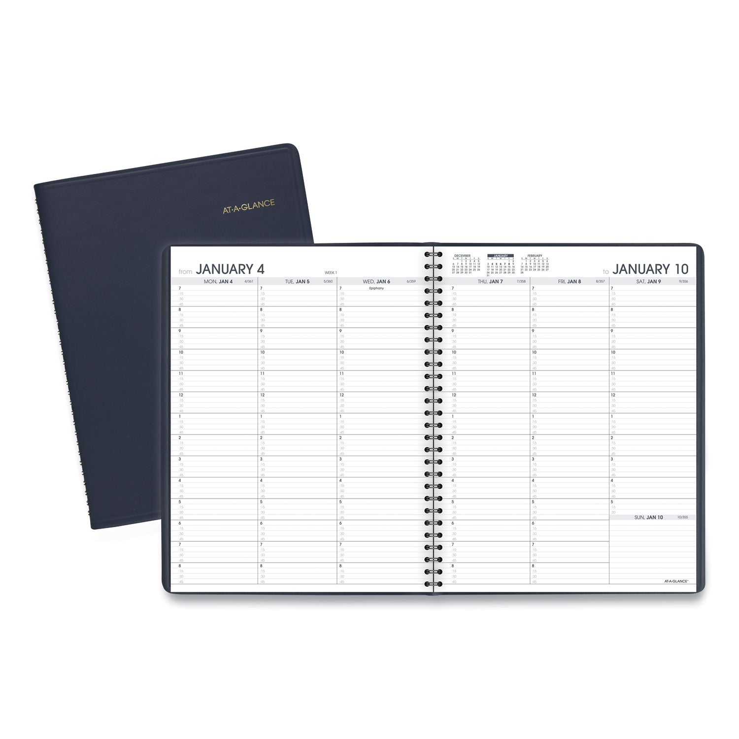 AT-A-GLANCE Weekly Appointment Book, 11 x 8.25, Navy Cover, 13-Month: Jan 2025 to Jan 2026 (7095020)