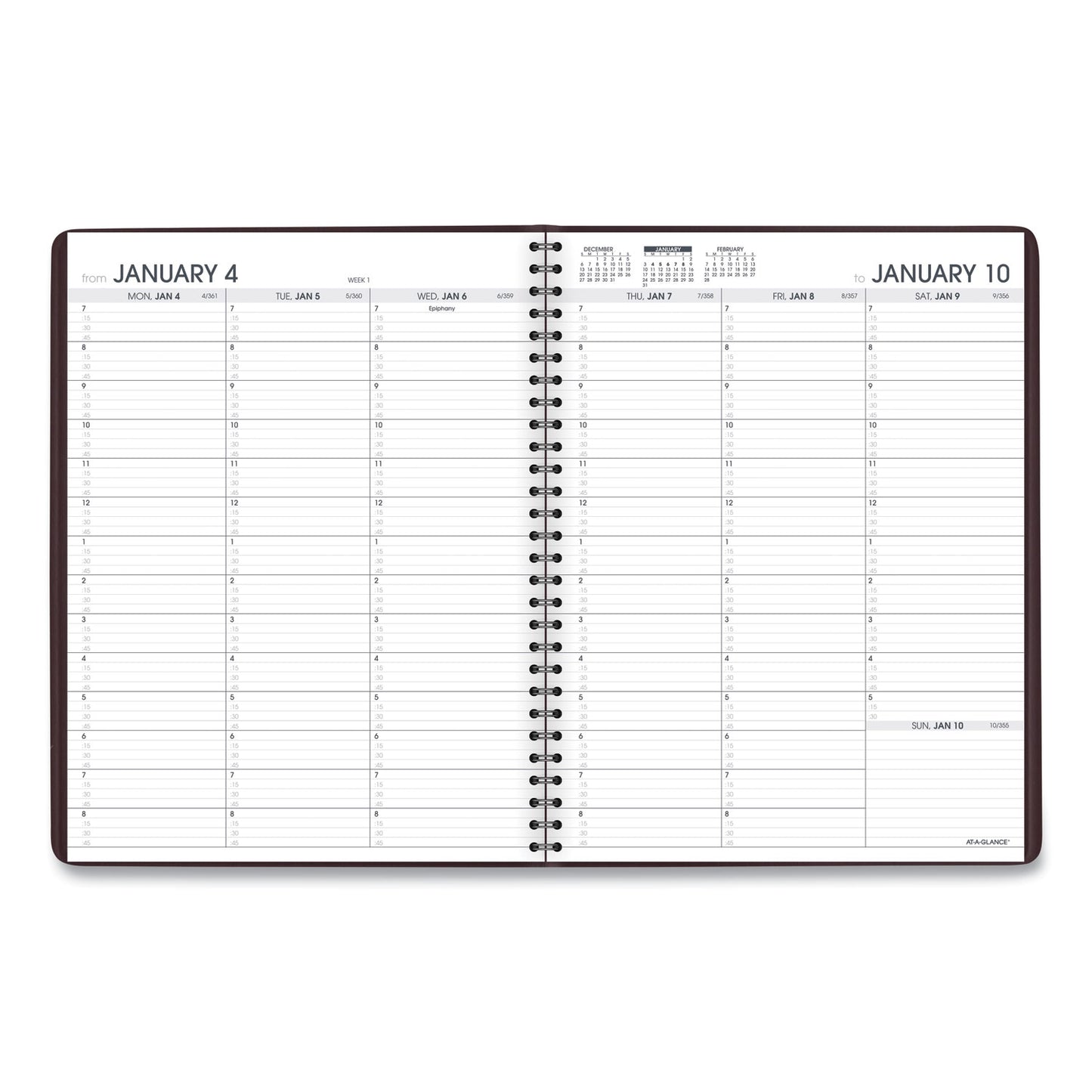 AT-A-GLANCE Weekly Appointment Book, 11 x 8.25, Winestone Cover, 13-Month: Jan 2025 to Jan 2026 (7095050)