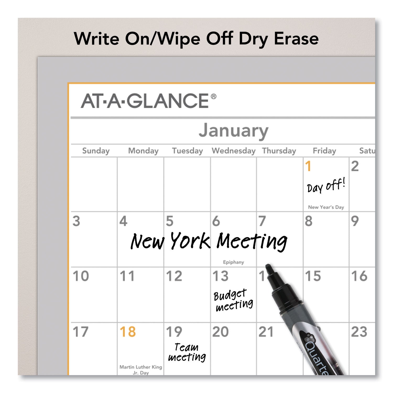 AT-A-GLANCE WallMates Self-Adhesive Dry Erase Yearly Planning Surfaces, 24 x 18, White/Gray/Orange Sheets, 12-Month (Jan to Dec): 2025 (AW506028)