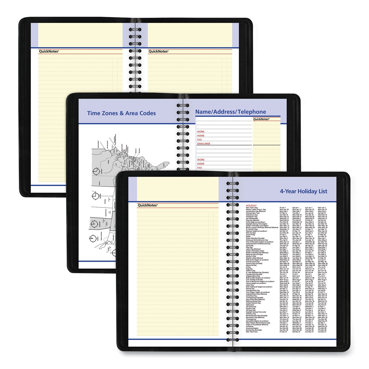 AT-A-GLANCE QuickNotes Weekly Block Format Appointment Book, 8.5 x 5.5, Black Cover, 12-Month (Jan to Dec): 2025 (760205)