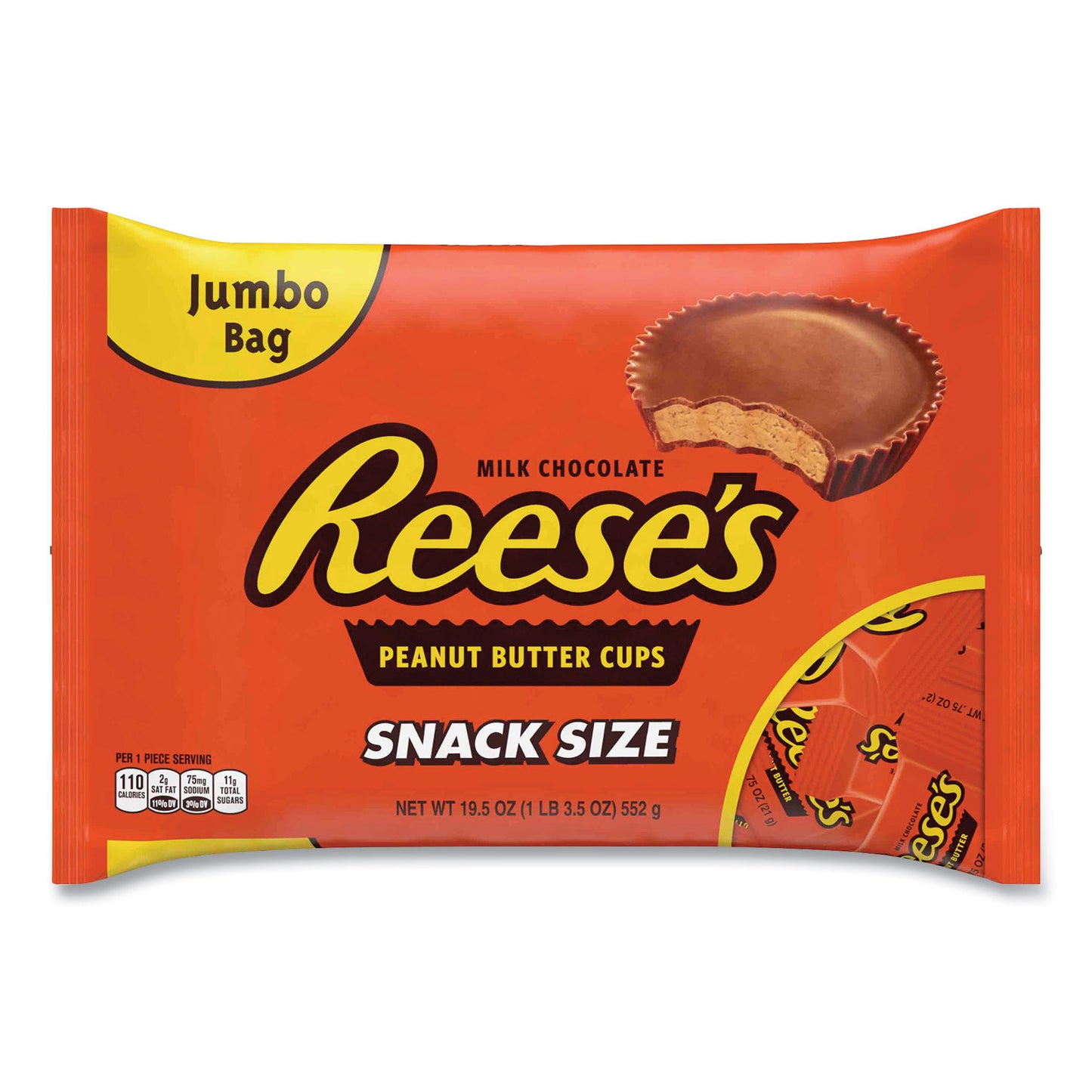 Reese's Snack Size Peanut Butter Cups, Jumbo Bag, 19.5 oz Bag (24600012)