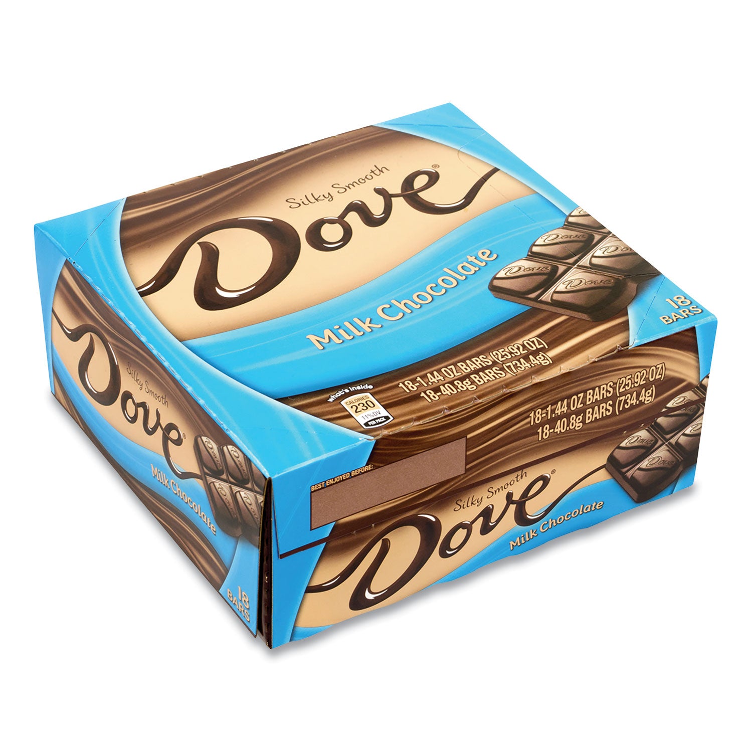 Dove Chocolate Milk Chocolate Bars, 1.44 oz, 18 Bars/Carton (20900468)