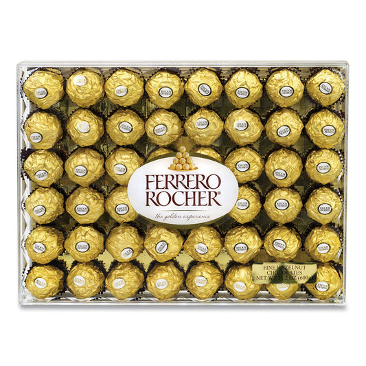 FERRERO ROCHER Hazelnut Chocolate Diamond Gift Box, 21.2 oz, 48 Pieces (24100015)