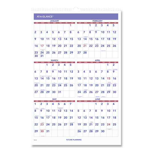 AT-A-GLANCE Monthly Wall Calendar with Ruled Daily Blocks, 15.5 x 22.75, White Sheets, 12-Month (Jan to Dec): 2025 (PM328)