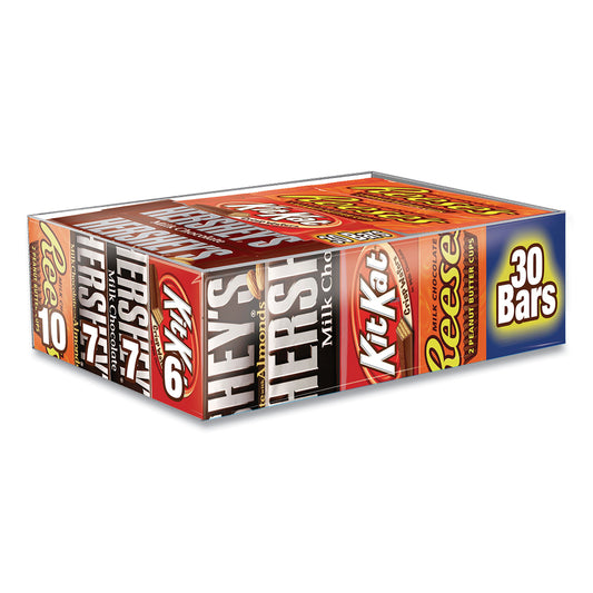 Hershey's Full Size Chocolate Candy Bar Variety Pack, Assorted 1.5 oz Bar, 30 Bars/Box (24600031)