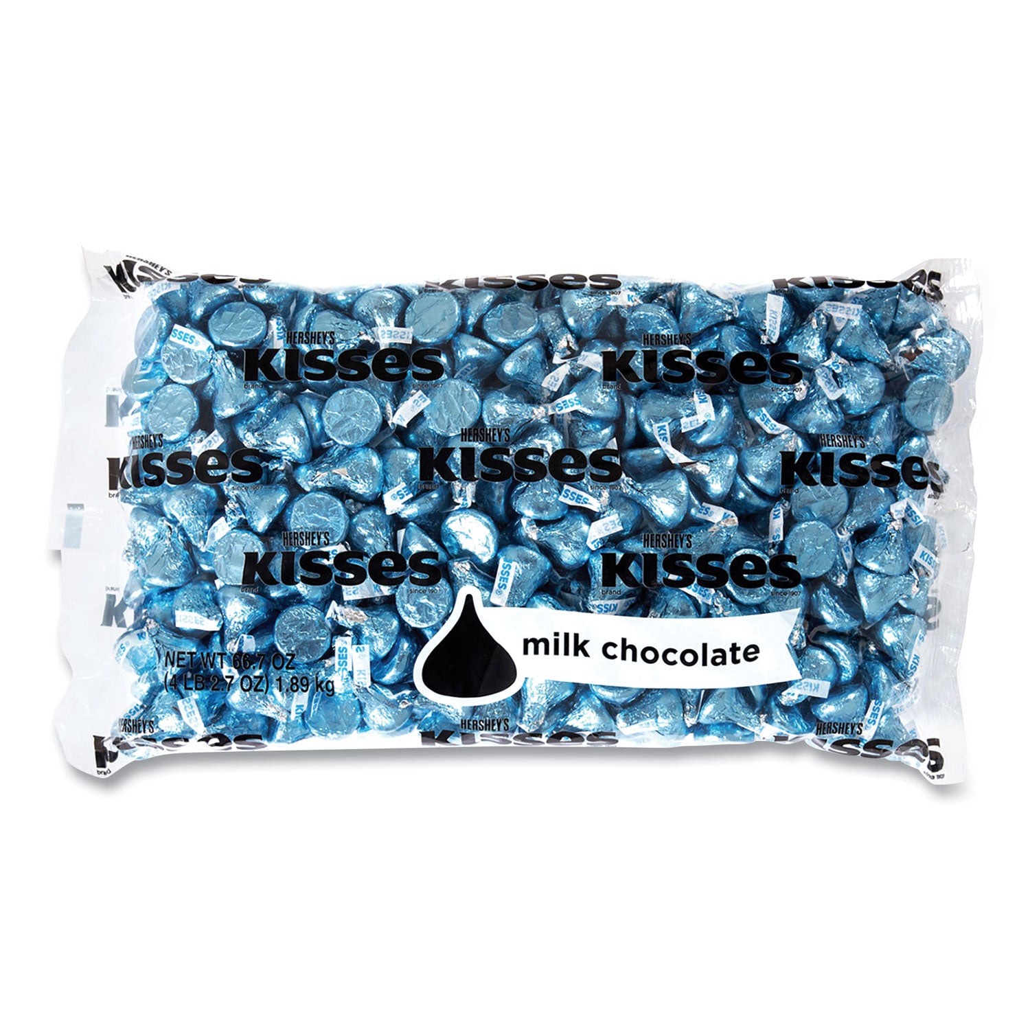 Hershey's KISSES, Milk Chocolate, Blue Wrappers, 66.7 oz Bag (24600053)