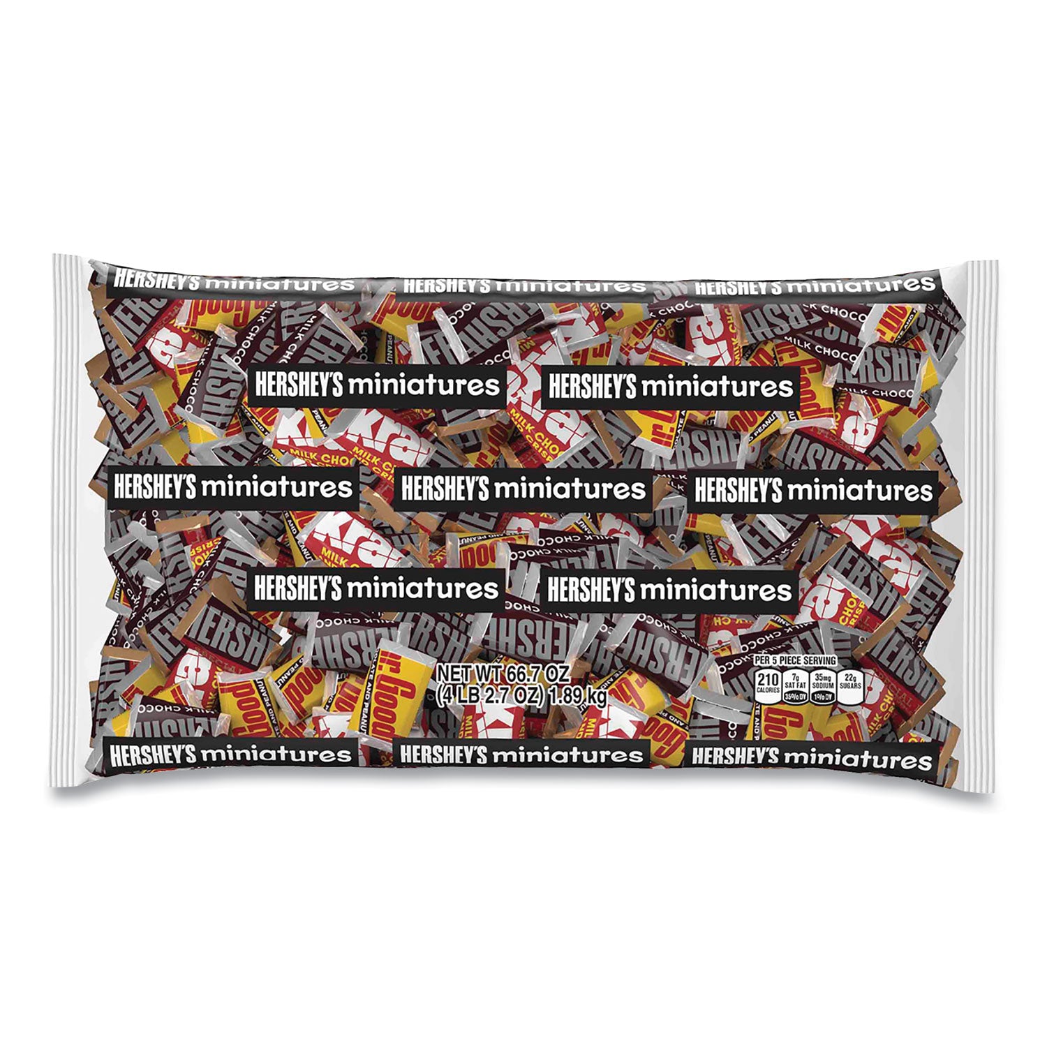 Hershey's Miniatures Variety Bulk Pack, Assorted Chocolates, 66.7 oz Bag (24600055)