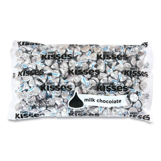 Hershey's KISSES, Milk Chocolate, Silver Wrappers, 66.7 oz Bag (24600054)