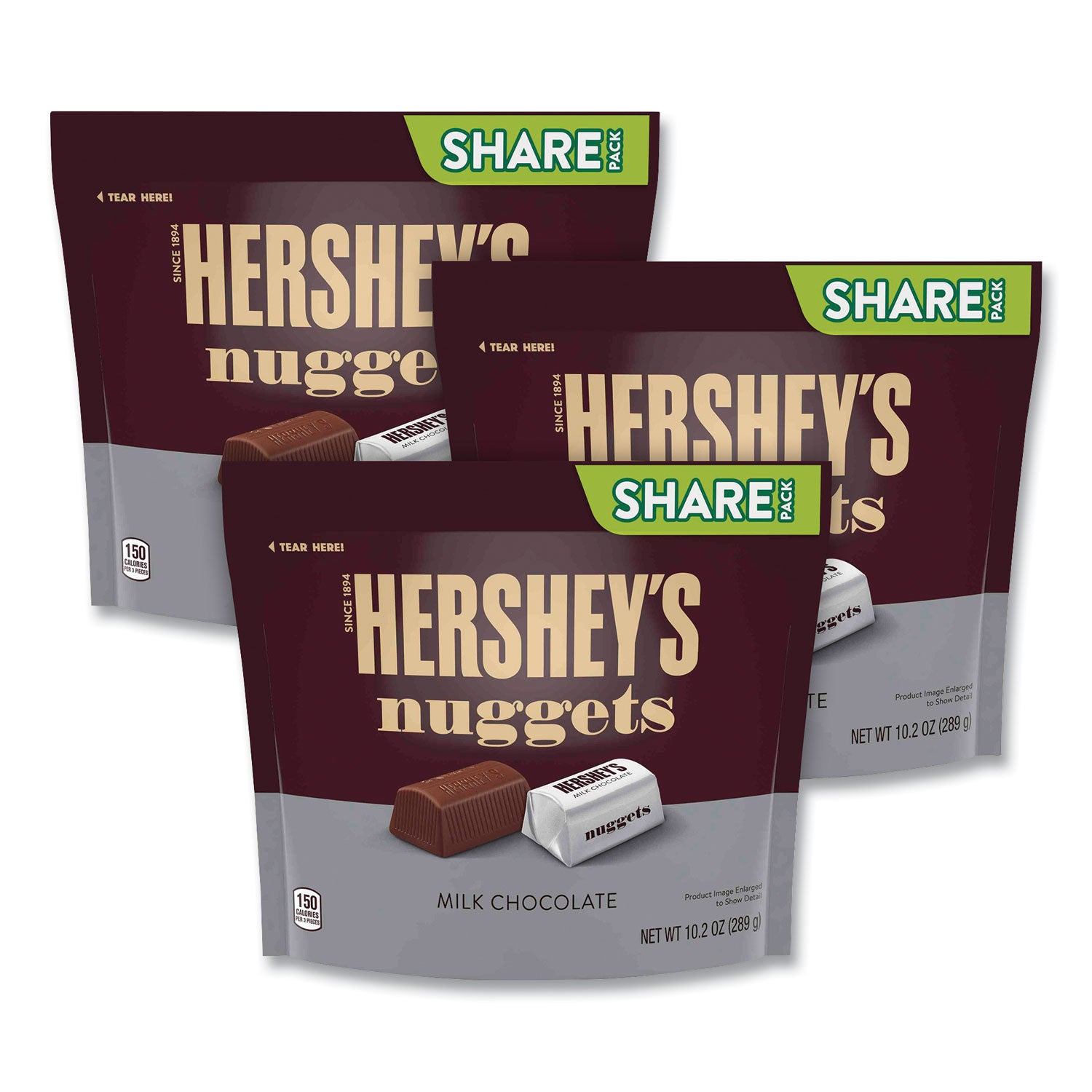 Hershey's Nuggets Share Pack, Milk Chocolate, 10.2 oz Bag, 3/Pack (24600441)